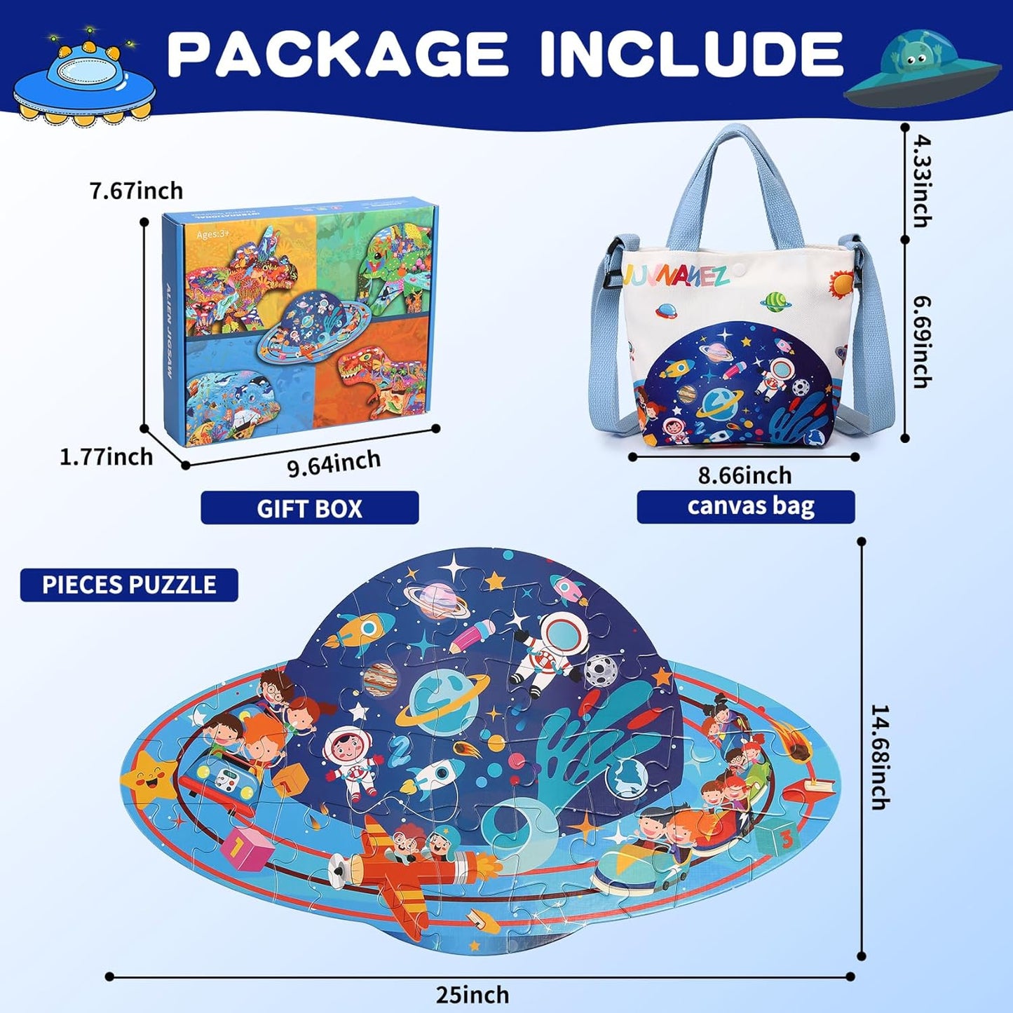 Floor Puzzle Suitable for Children Aged 3-10, Unique Large Irregular Animal Shaped Art Puzzle Suitable for Boys and Girls 36 Pieces Toys As Gifts for Children (Planet)