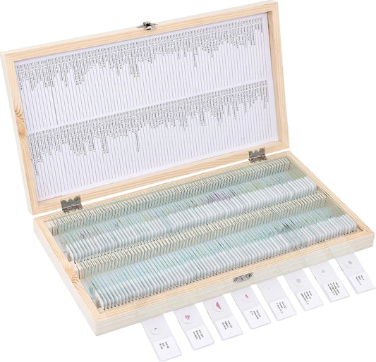 160-Pcs Microscope Slides with Specimens,Pre-Made Glass Slides with Specimens,Educational Microscope Slides and Covers for Young Scientists,Perfect for Biology Class and Experiments