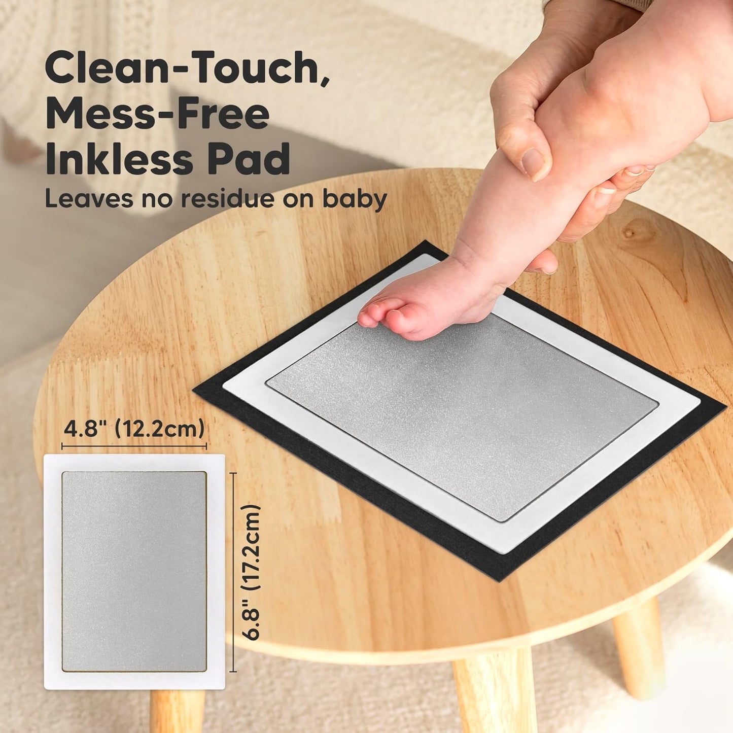 1-Pack Inkless Baby Hand and Footprint Kit - Mess Free Ink Pad for Newborn Keepsake, Dog Nose & Paw Print Kit, Clean Touch Ink Pad for Baby Hand & Footprints, Ideal New Mom Gifts(Silver, Jumbo)