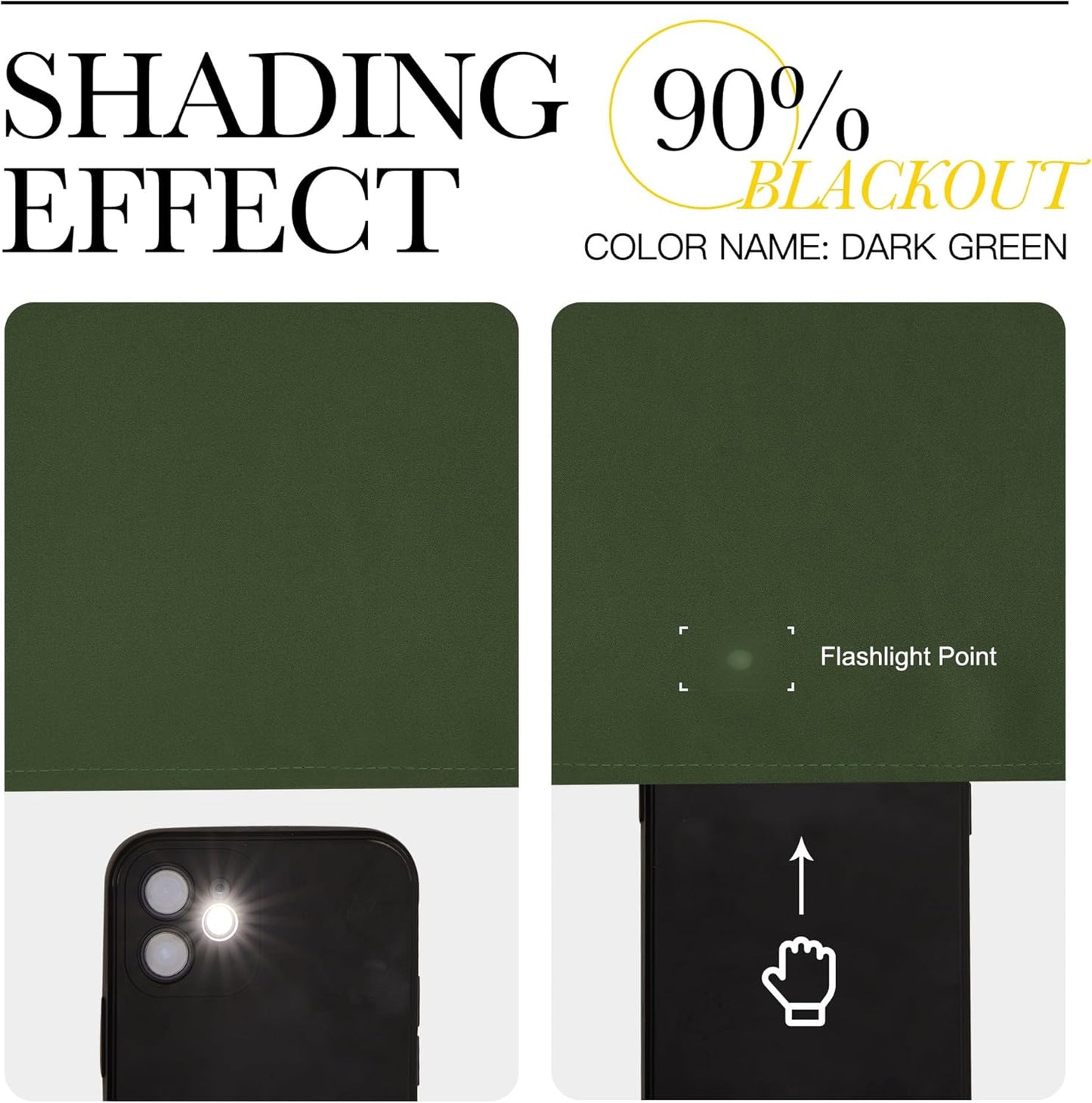 NICETOWN Dark Green Curtains for Bedroom, Grommet Blackout Window Treatments Faux Silk Room Darkening Thermal Window Treatments for Kids Room, 2 Panels, W52 x L63