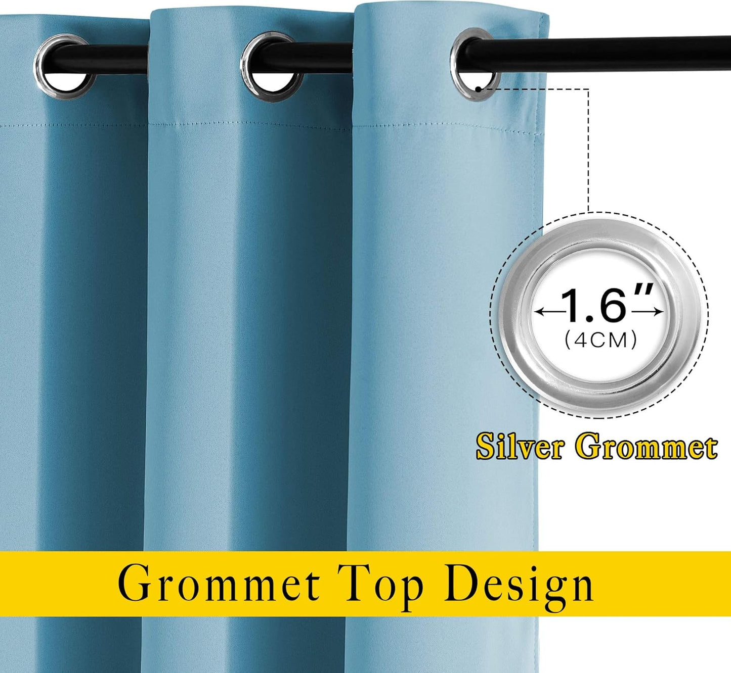 NICETOWN Teal Blue Curtains 96 inches Long, Grommet Thermal Insulated Blackout Curtains Privacy Window Treatments for Boys Room/Living Room, W46 x L96, 2 Panels