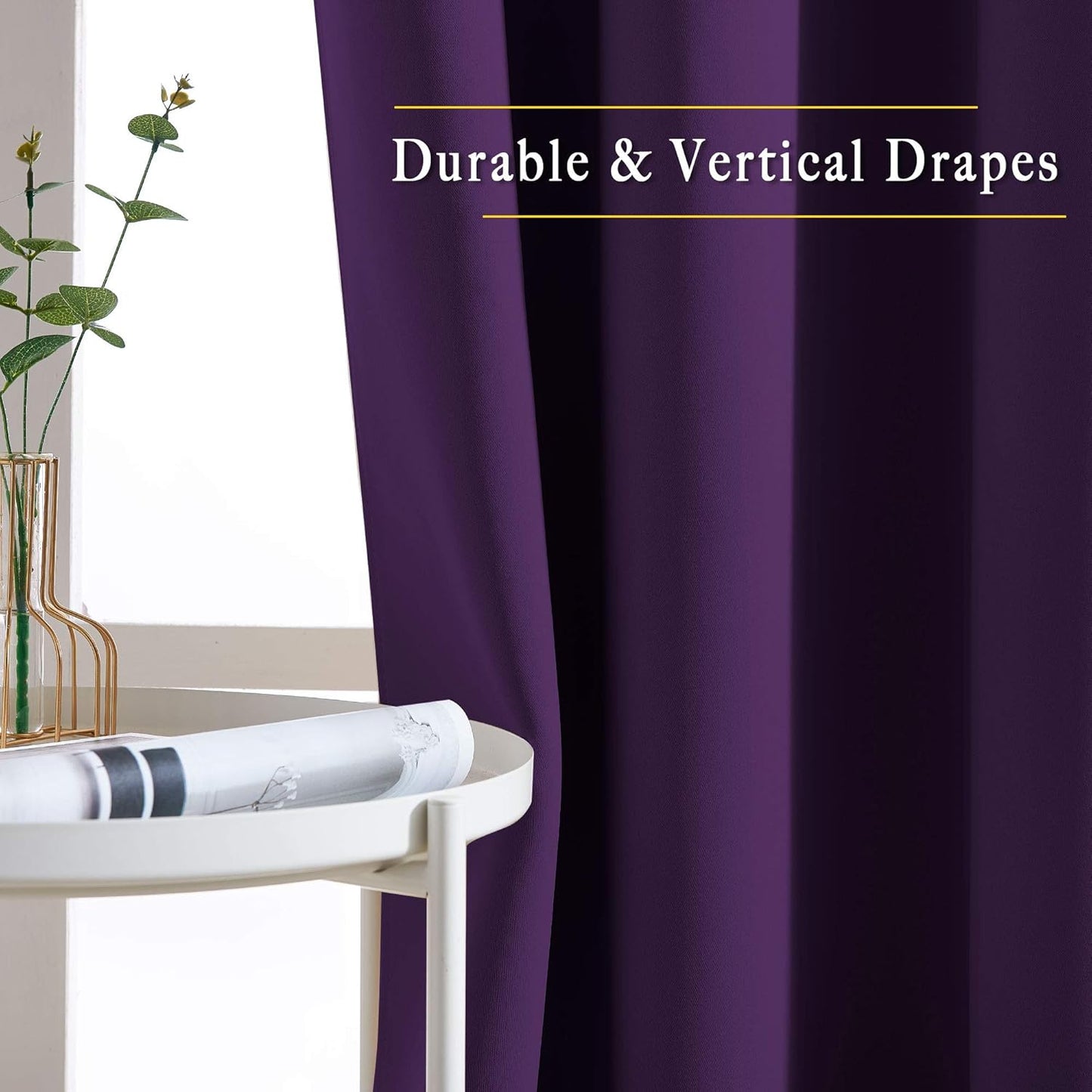 NICETOWN Blackout Royal Purple Curtains 84 inches Long, Grommet Room Darkening Thermal Insulated Sound Dampening Window Treatments for Bedroom/Home Office, 2 Panels, W46 x L84