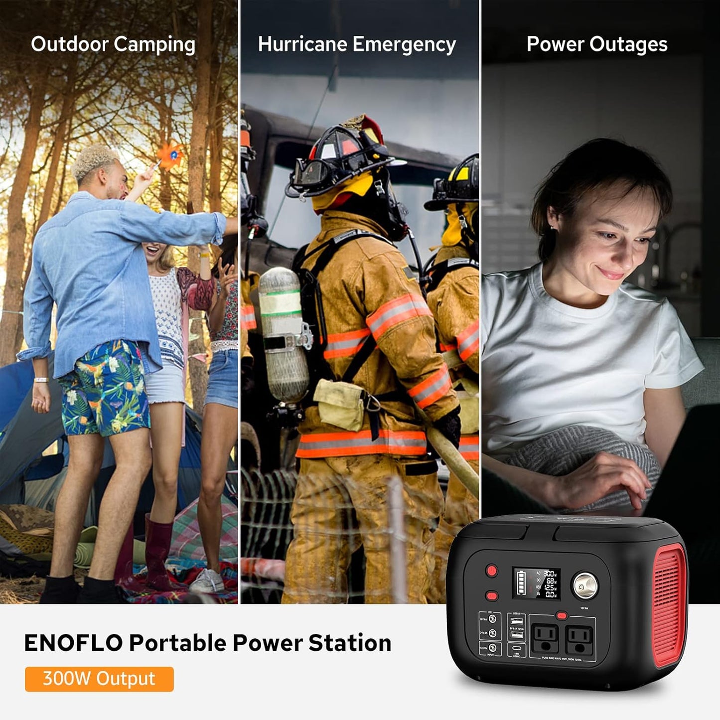Portable Power Station 300W, 228Wh Solar Generator with 110V Pure Sine Wave AC Outlet, Backup Lithium Battery Generator for CPAP Outdoor RV Camping Emergency Home Use