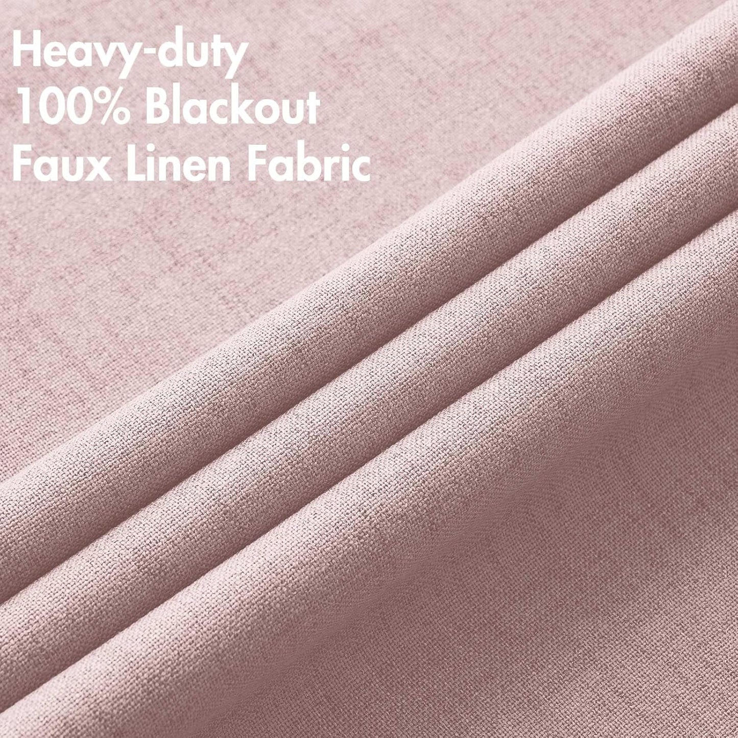 MIULEE Linen Texture Curtains for Bedroom Solid 100% Blackout Thermal Insulated Pink Curtains Grommet Room Darkening Curtains/Draperies for Living Room Nursery 52x84 Inch (2 Panels)
