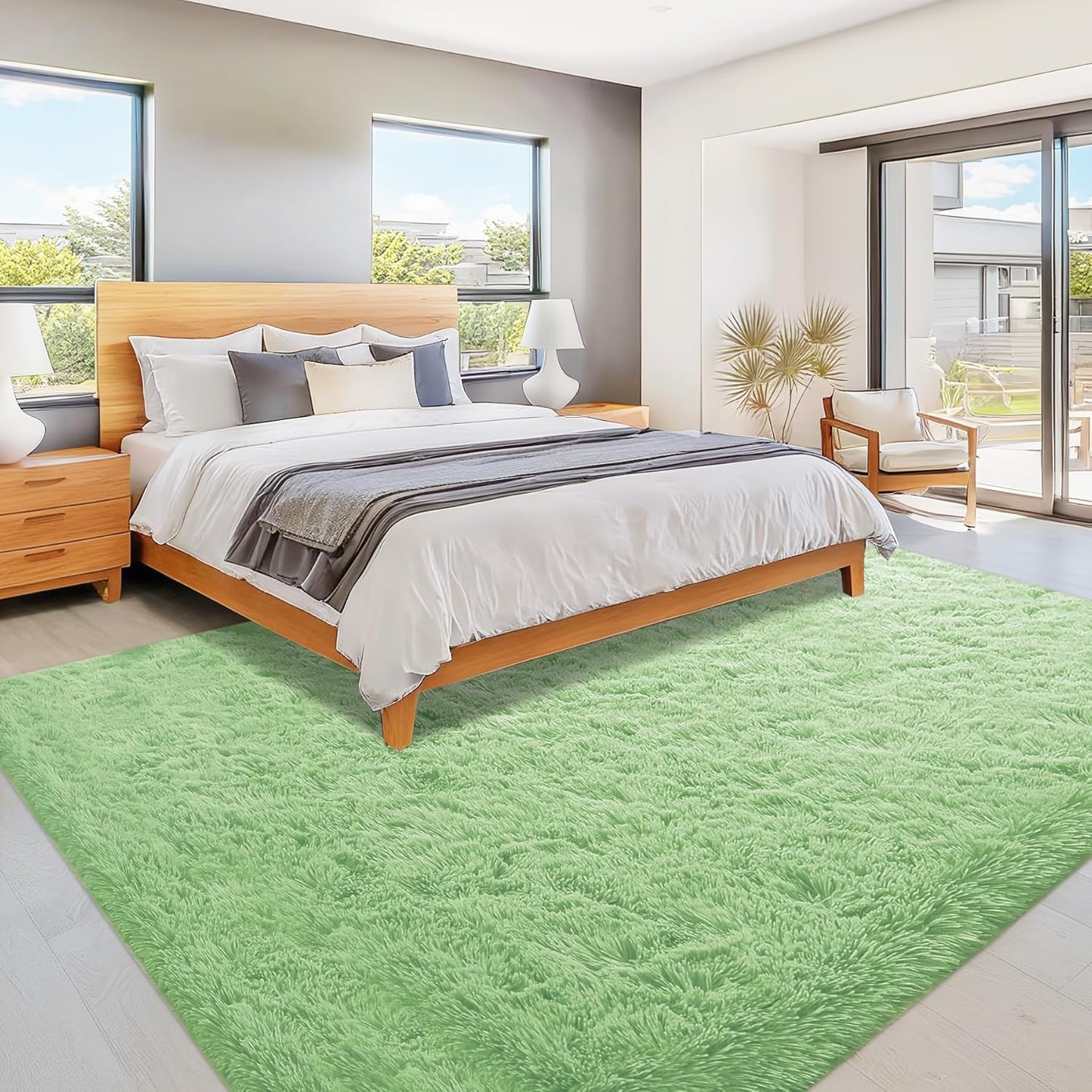 8x10 Area Rug for Living Room: Fluffy Shag Soft Washable Rugs Large Fuzzy Plush Indoor Carpet for Bedroom Nursery Playroom Kids Girls Boys Room (Sage Green, 8'x10')