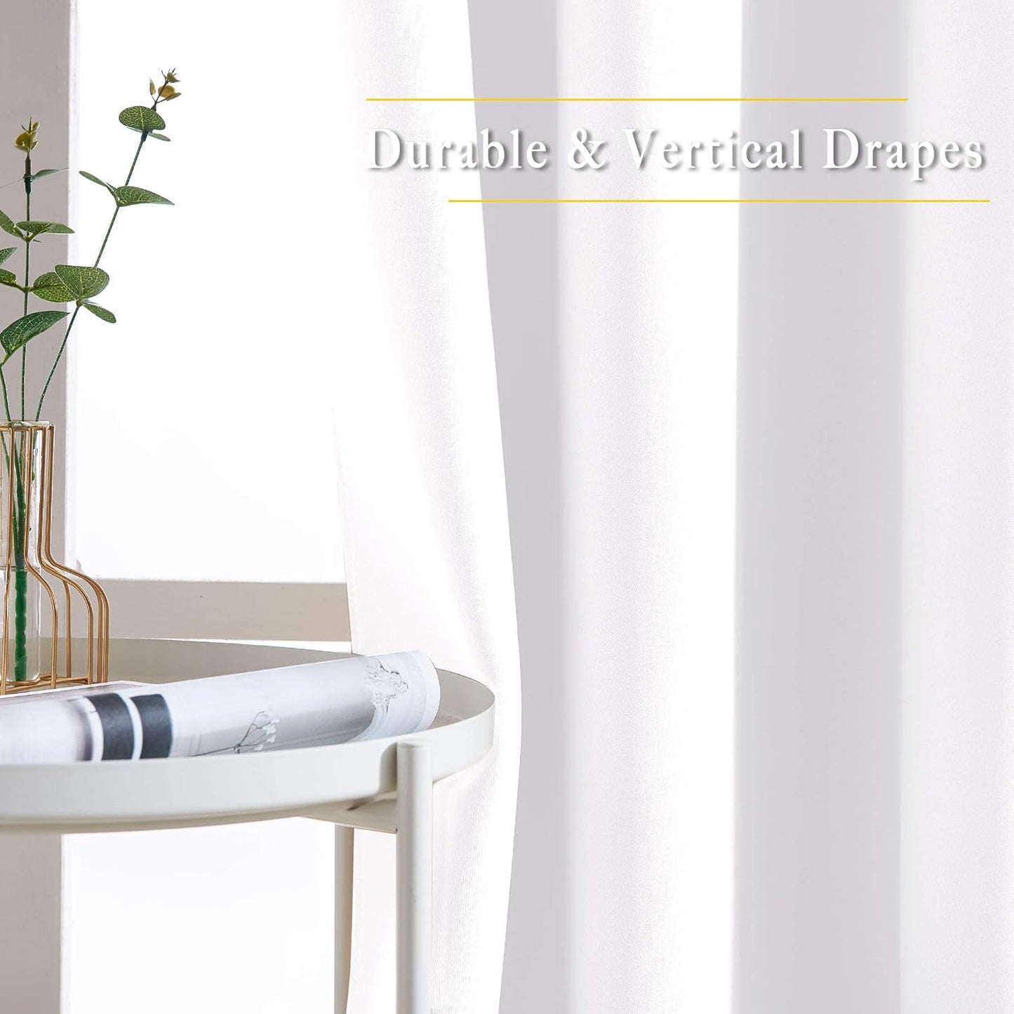 NICETOWN White Curtain Panels for Dining Room - Tripe Weave Thermal Insulated Grommet Window Draperies and Curtains for Bedroom (Set of 2 Panels, 52 x 54 inches in White)