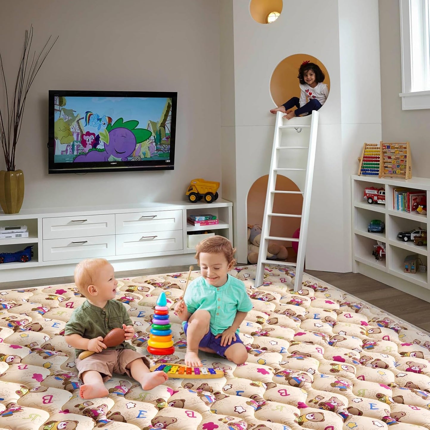 Vibe Bear Baby Play Mat - 79" X 71",Premium Thicker Foam One-Piece Crawling Mat, Extra Large Anti-Slip Activity Playmat for Babies, Toddlers & Infants