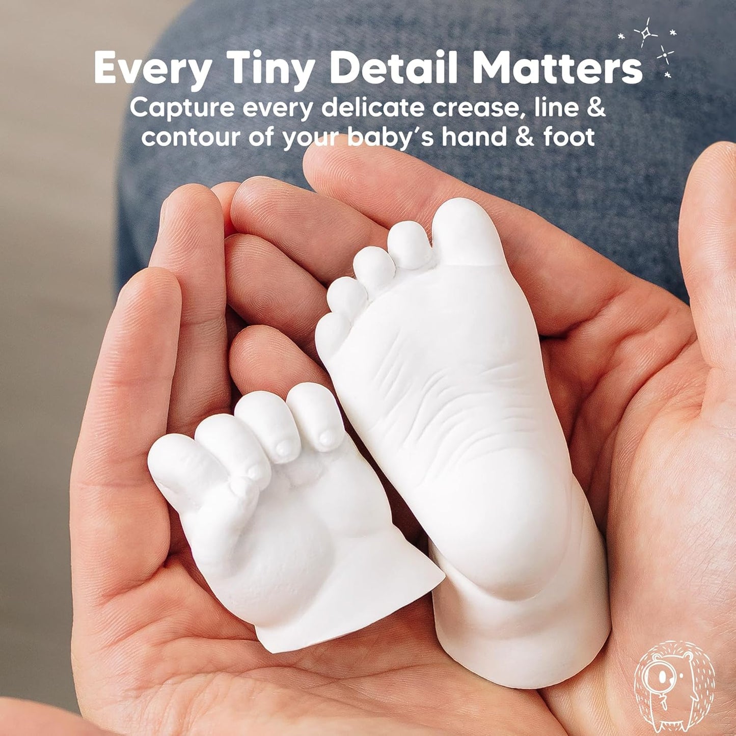 KeaBabies Baby Casting Kit Hands and Feet Mold - 3D Newborn Hand Casting Kit & Stylish Wood Base,Easy DIY Infant Foot Molds 0-9 Months,BPA-Free Baby Keepsake,Shower Gifts for Moms (Round,Alpine White)