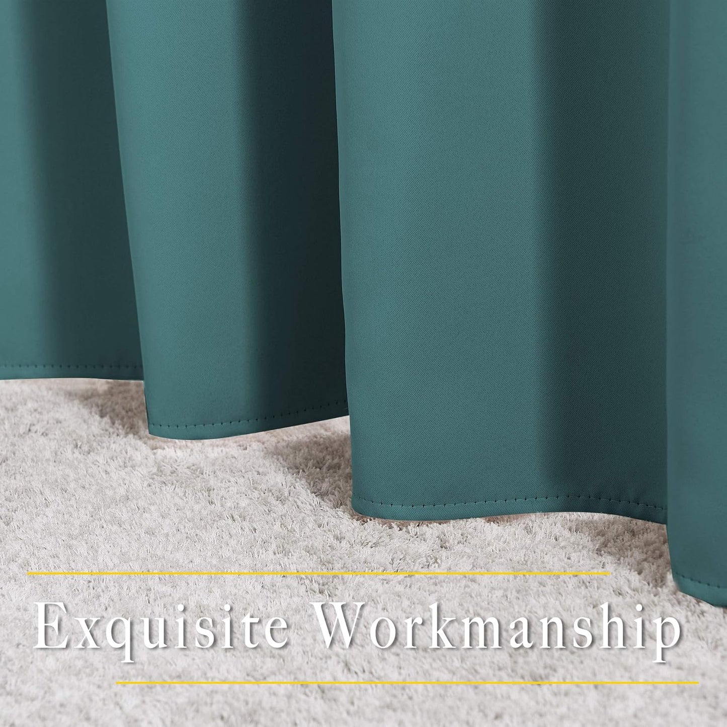 NICETOWN Blackout Sea Teal Curtains for Sliding Glass Door, Grommet Window Treatment Thermal Curtains Room Dividers for Living Room/Bedroom, 2 Panels, W66 x L102