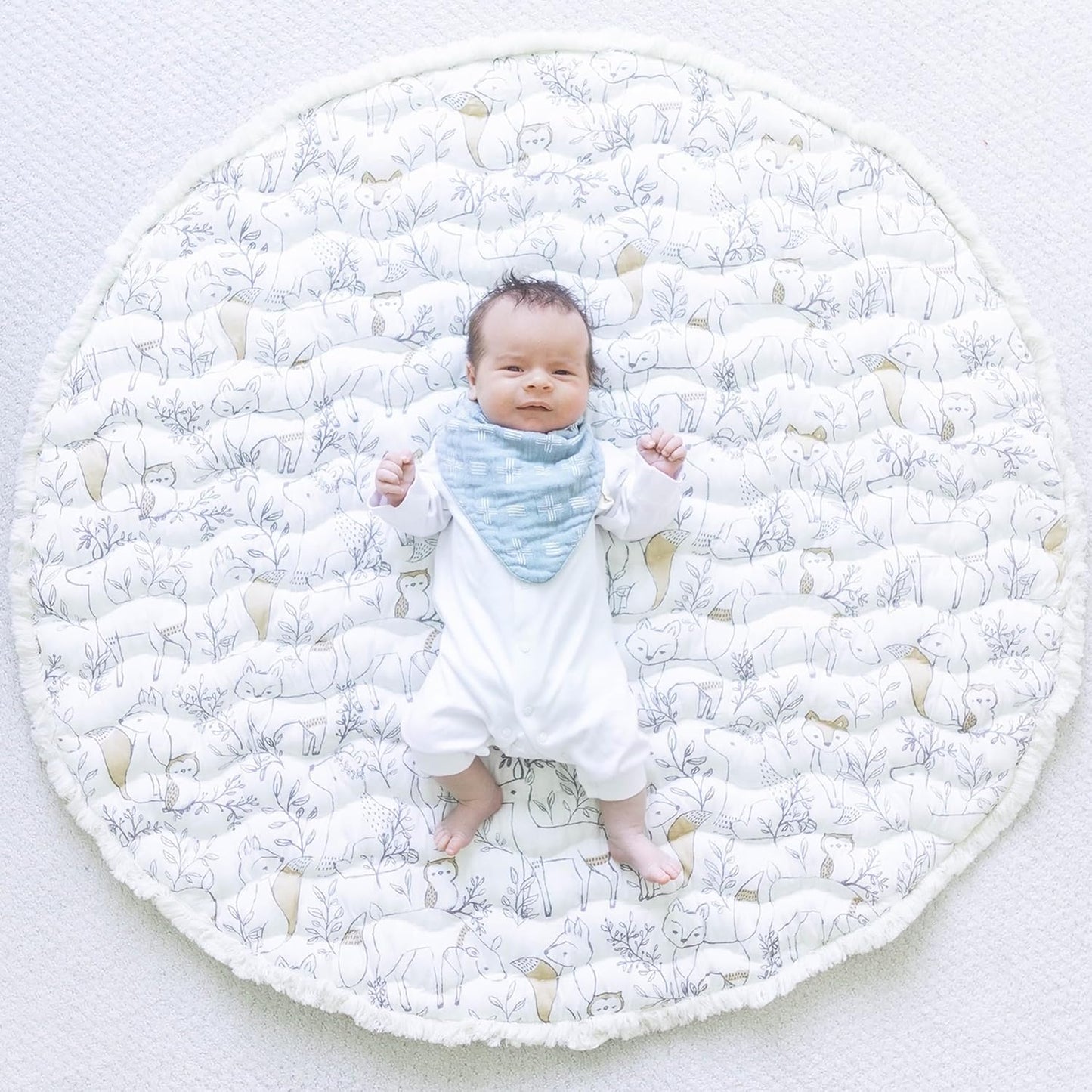 Crane Baby Baby Activity Mat, Woodland Animal Nursery Decor, Reversible Infant Play Mat for Tummy Time and Floor Activities, Infant Play Mat, 40" X 40"