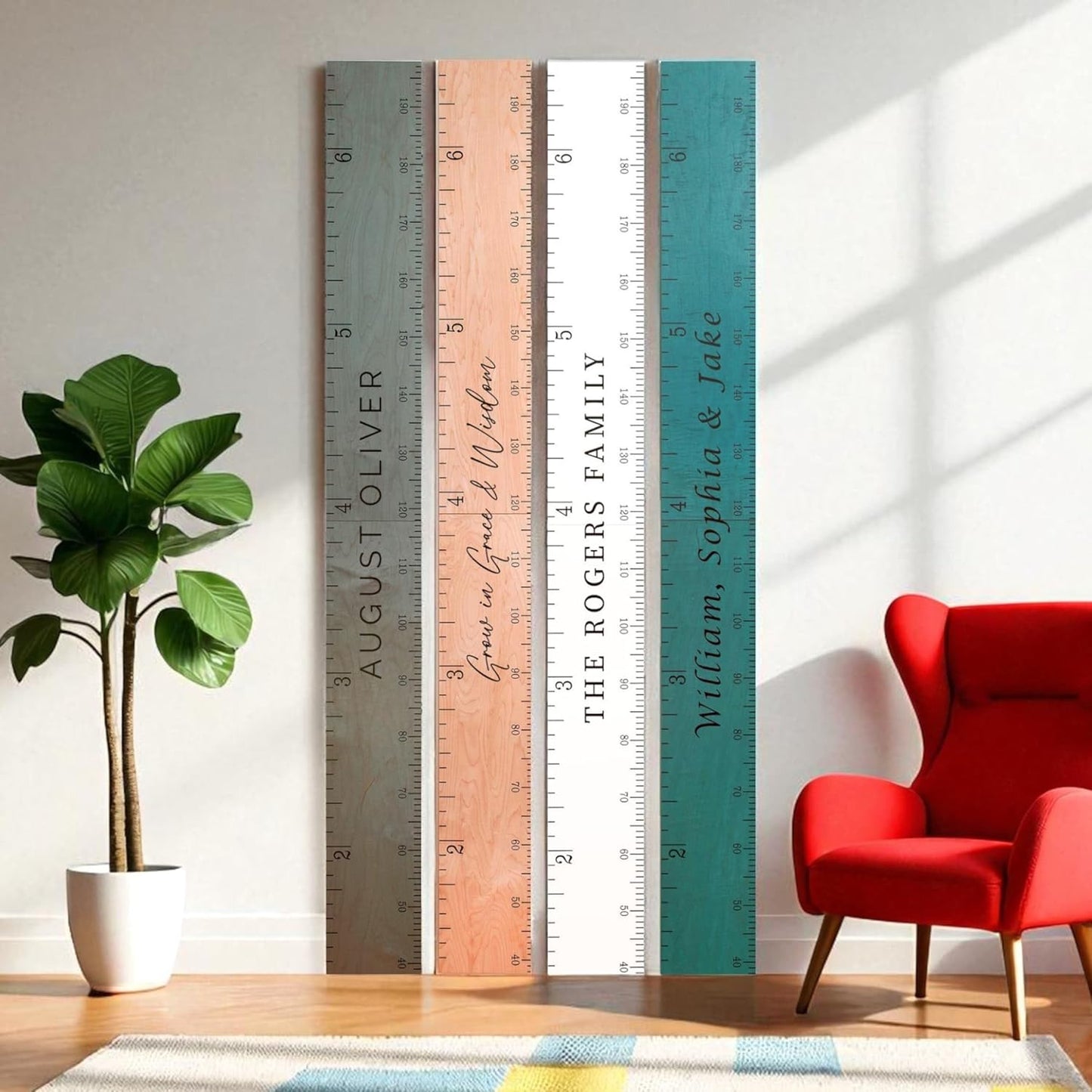 Personalized Wooden Growth Chart for Kids – Wall Height Ruler for Child Growth Tracking – Wooden Height Chart for Boys & Girls, Nursery & Home Decor Multiple Sizes & Colors