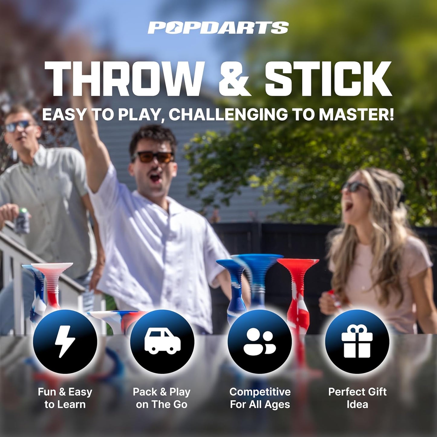 Popdarts PRO Pack Game Set (Party) - Indoor, Outdoor Suction Cup Throwing Game - Competition with a POP