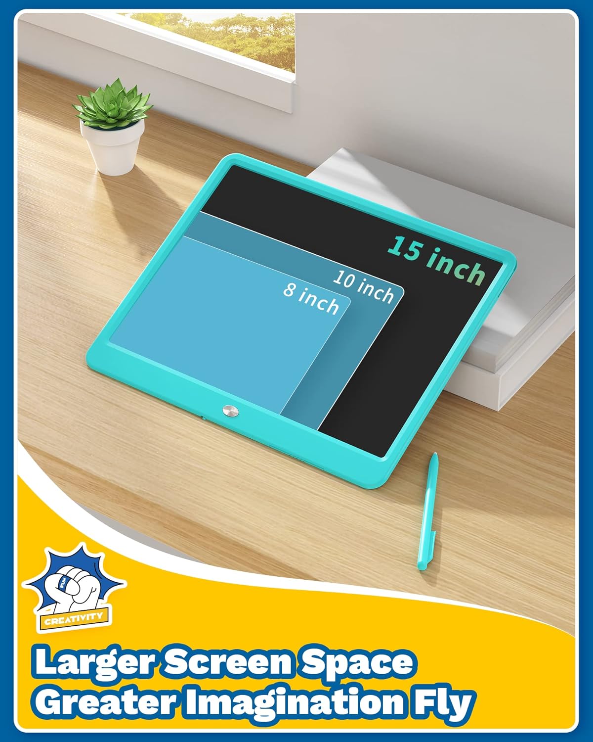 TEKFUN 15inch LCD Writing Tablet Teen Boy Girl Gifts Ideas, Easter Birthday Gifts for Kids, Drawing Board Educational Toys for 6 4 5 3 Year Old Boys, Homeschool and Office Message Memo Board (Blue)