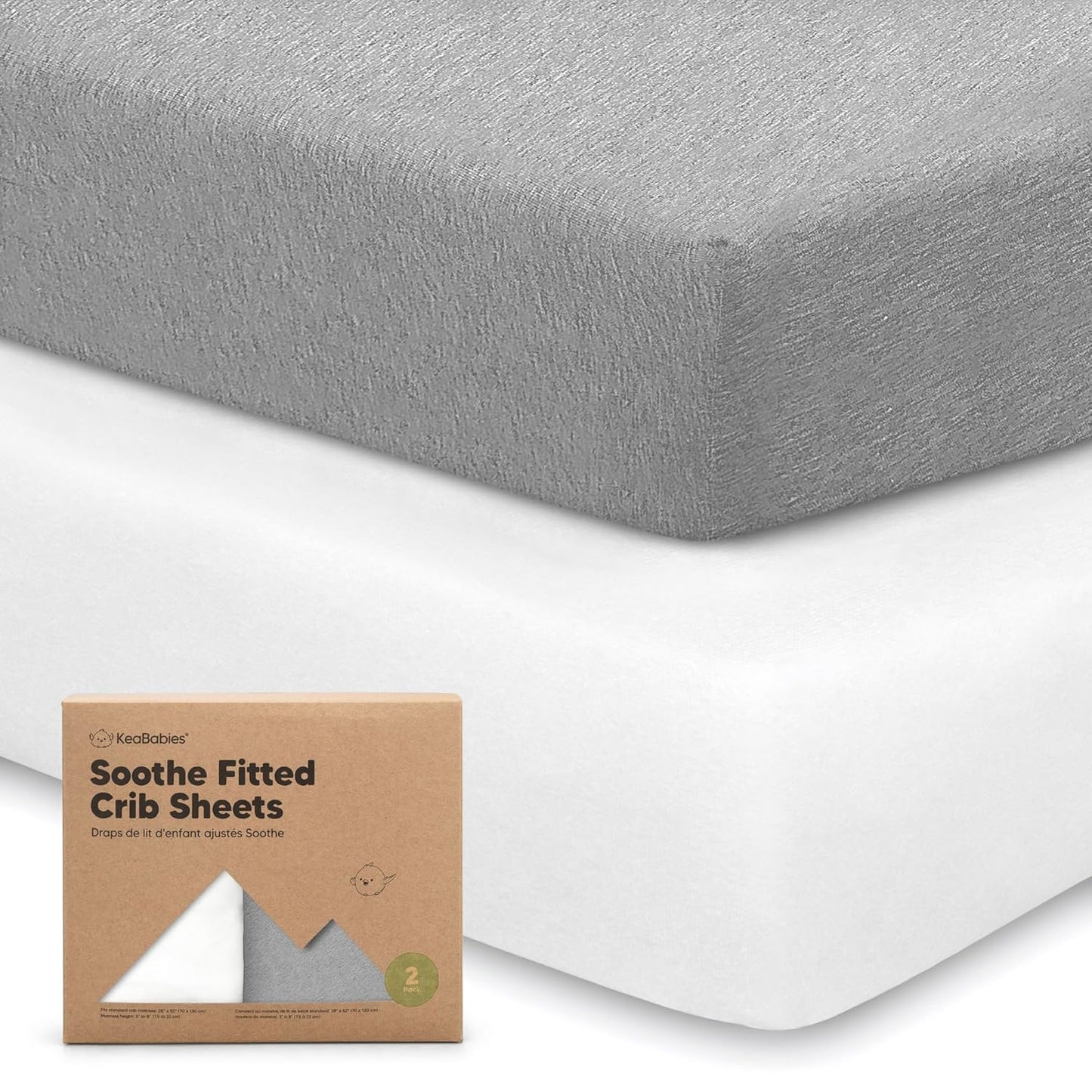 KeaBabies 2-Pack Organic Crib Sheets for Boys, Girls - 52x28 Fitted Crib Mattress Sheet Neutral, Breathable Jersey Cotton Cover for Baby Bed, Toddler Mattress, Soft & Cute Prints (Cloud)