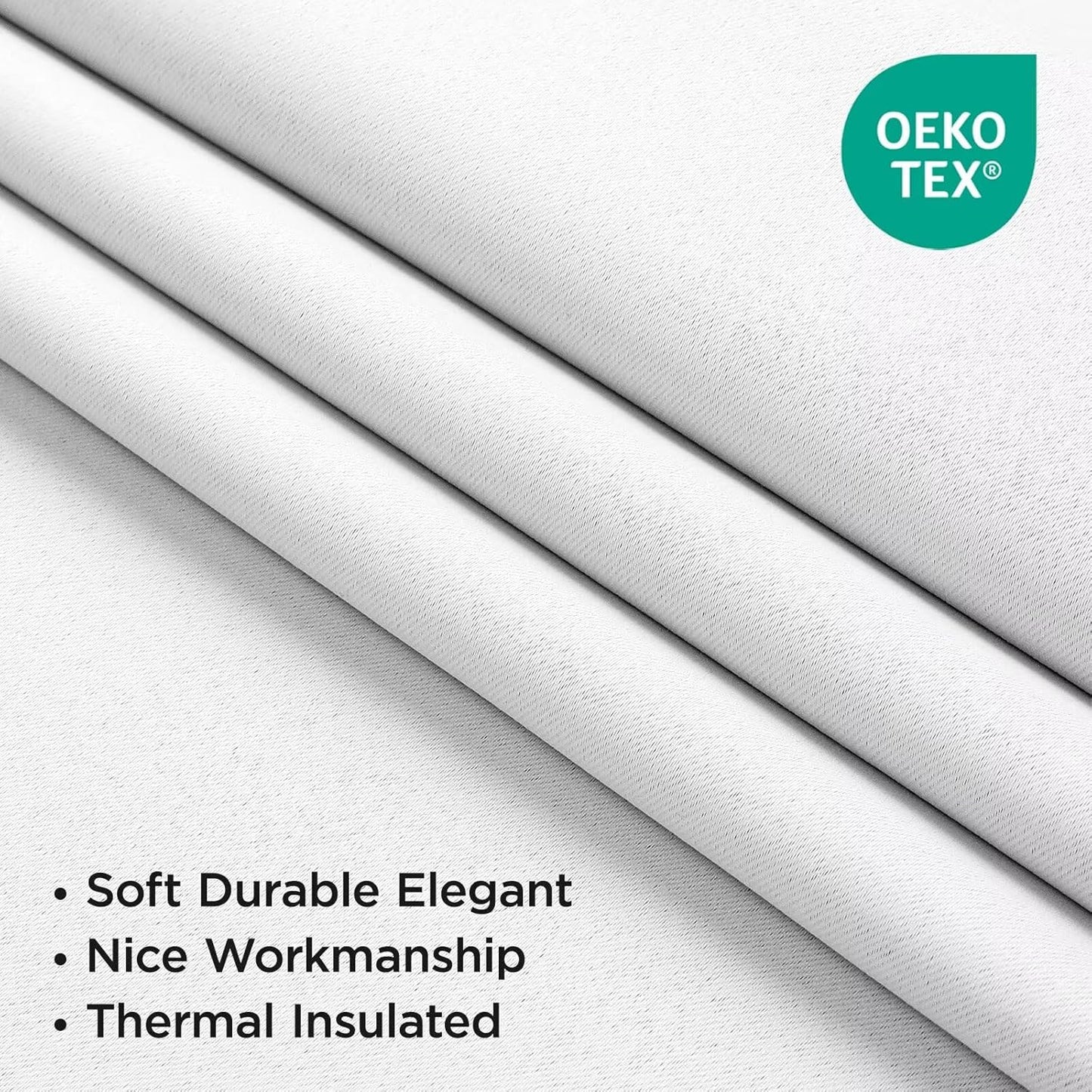 Joydeco 84 Inch 60% Blackout White Curtains 2 Panels, Elegant Semi Sheer Curtains for Bedroom, Thermal Insulated Black Out Drapes for Living Room, Rod Pocket Back Tab Drapes(W52 x L84 Inch,Pure White)