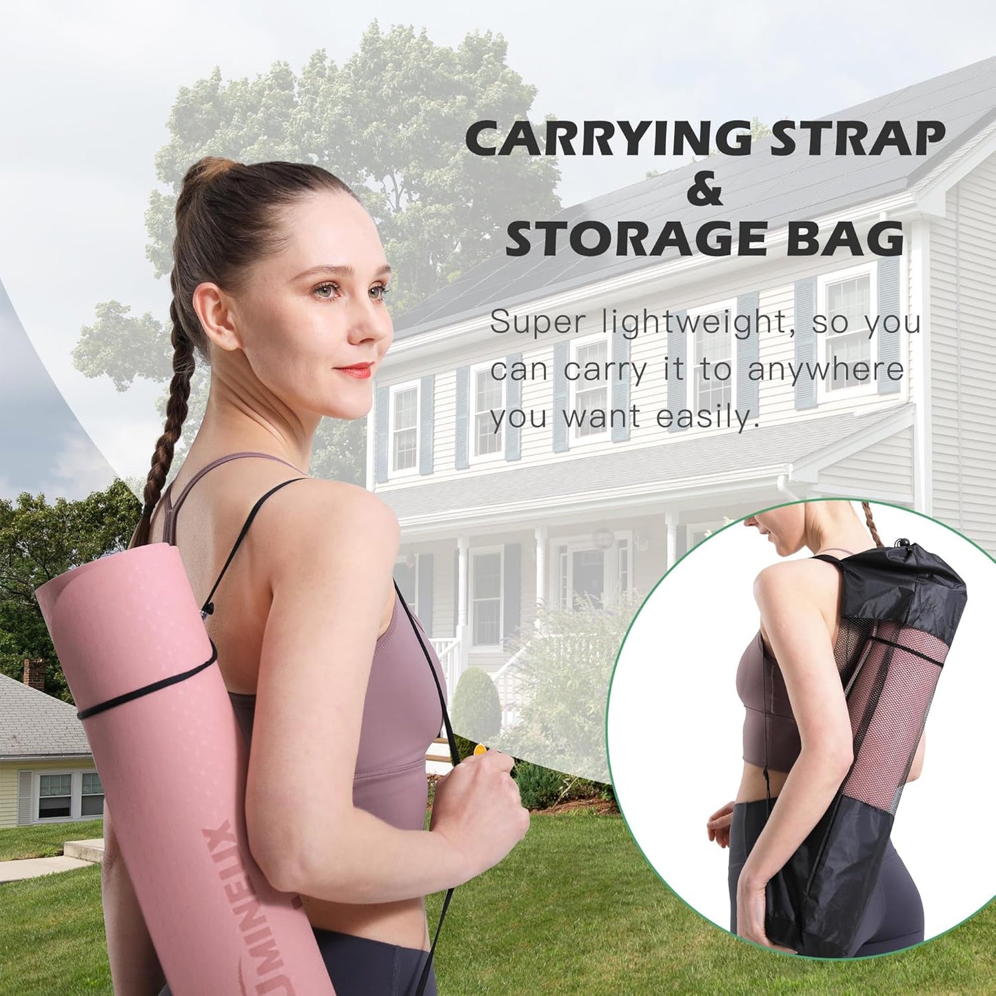 UMINEUX Yoga Mat Extra Thick 1/3'' & 2/5" Non Slip Yoga Mats for Women Eco Friendly TPE Fitness Exercise Mat with Carrying Sling & Storage Bag
