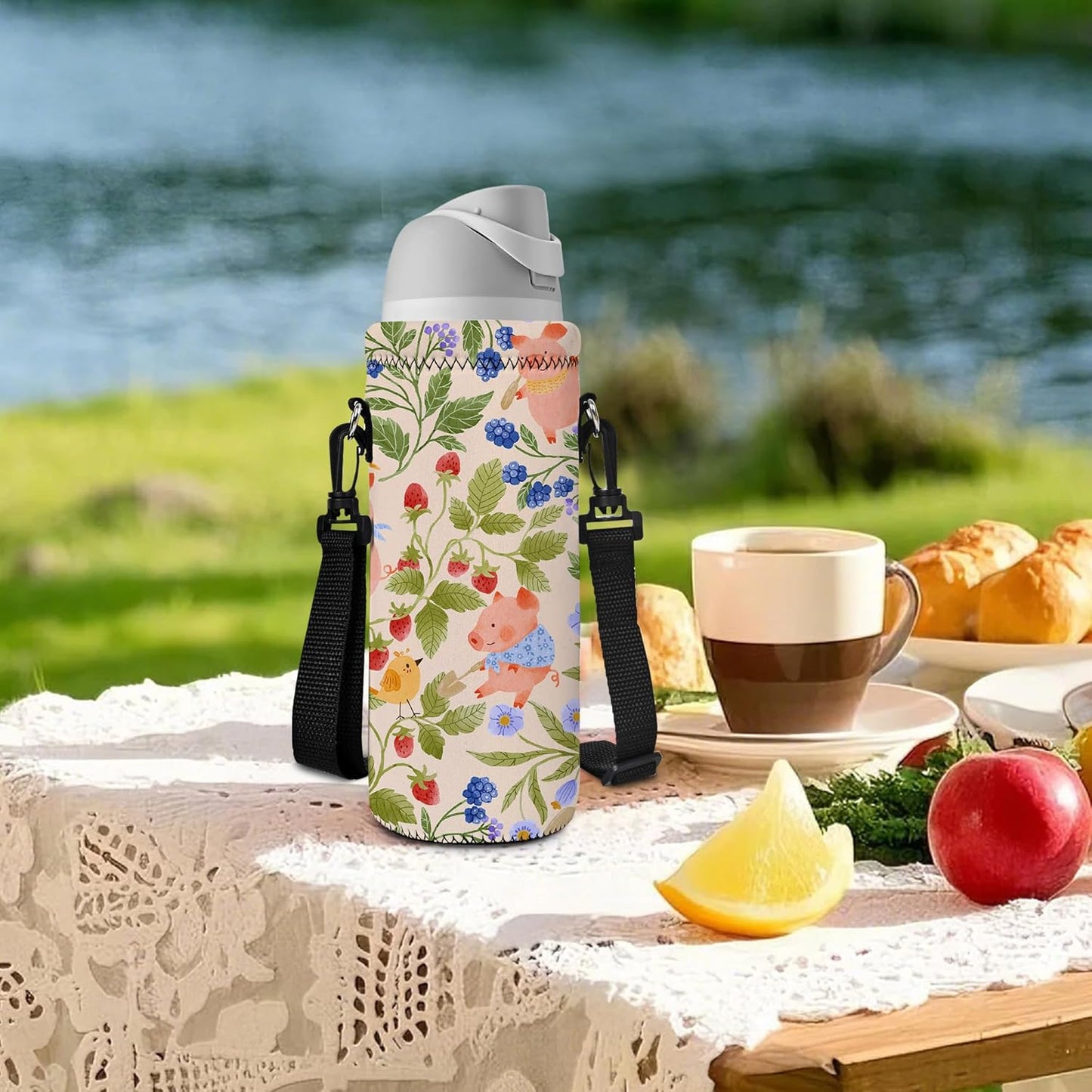 AUPET Water Bottle Sling Bag Carrier Crossbody Sleeve,Insulated Neoprene Bottle Case Holder Pouch Cover 500ML/17oz with Shoulder Strap for Walking Women Men