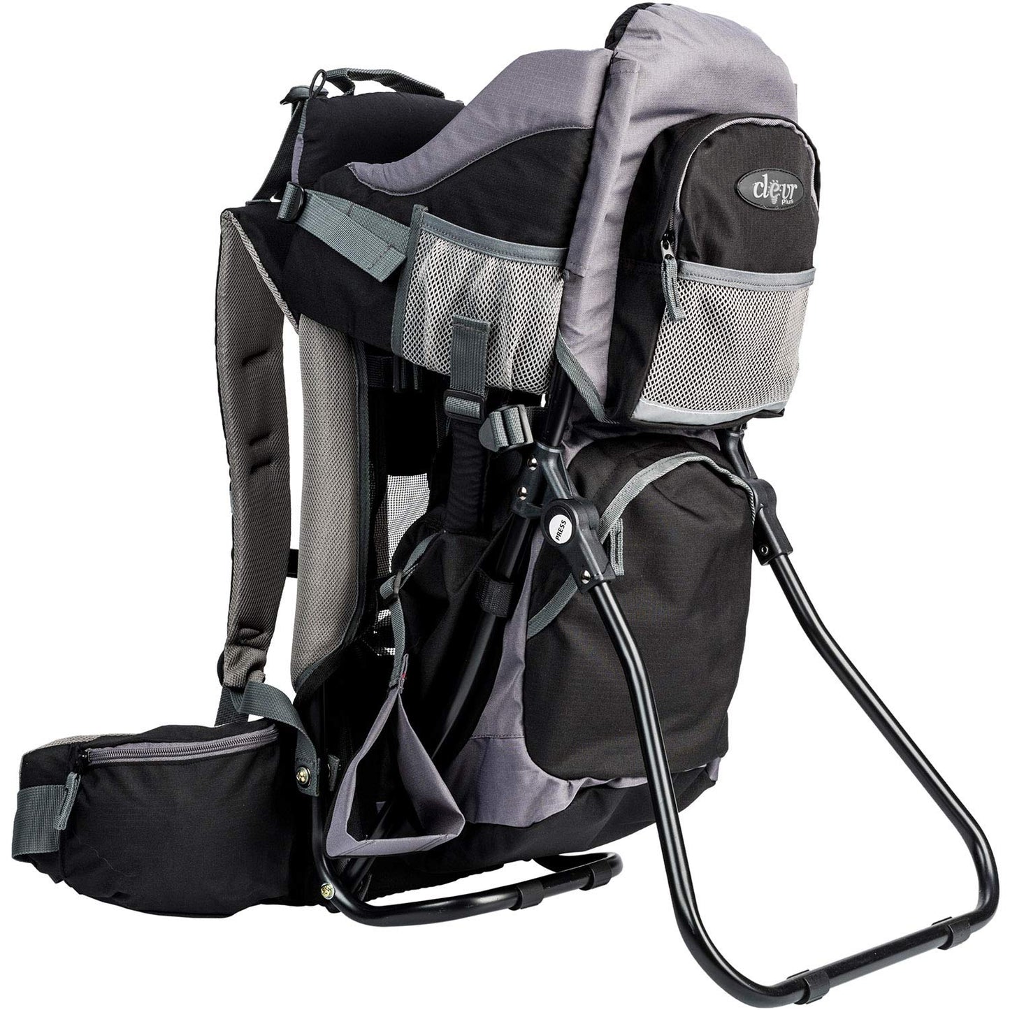 ClevrPlus Canyonero Camping Baby Backpack Hiking Kid Toddler Child Carrier with Stand and Sun Shade Visor, Black