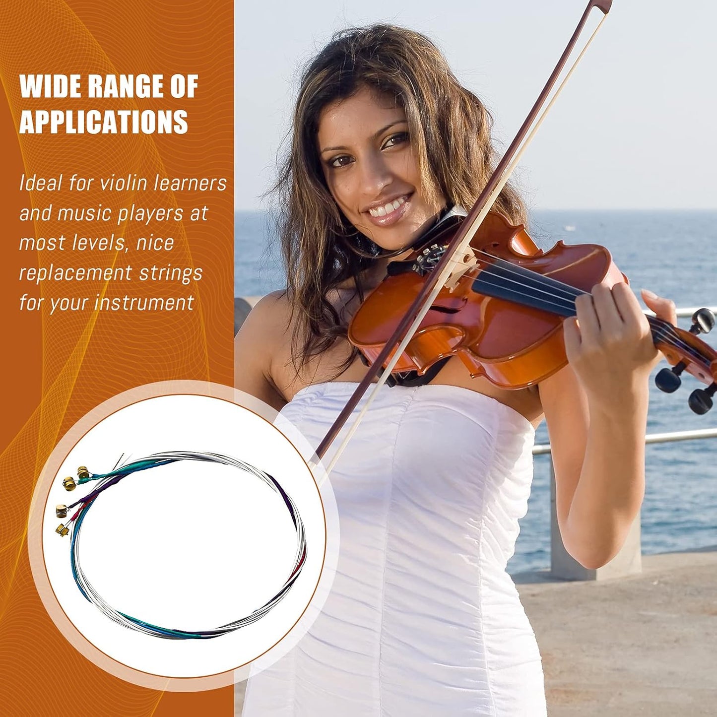 Yeshone 8 Pieces Violin Strings Universal Full Set (G-D-A-E) 4/4 Violin Universal Steel Core Dominant Fiddle Strings for Instruments 4/4 3/4 1/2 1/4 - Educator's Choice for Student