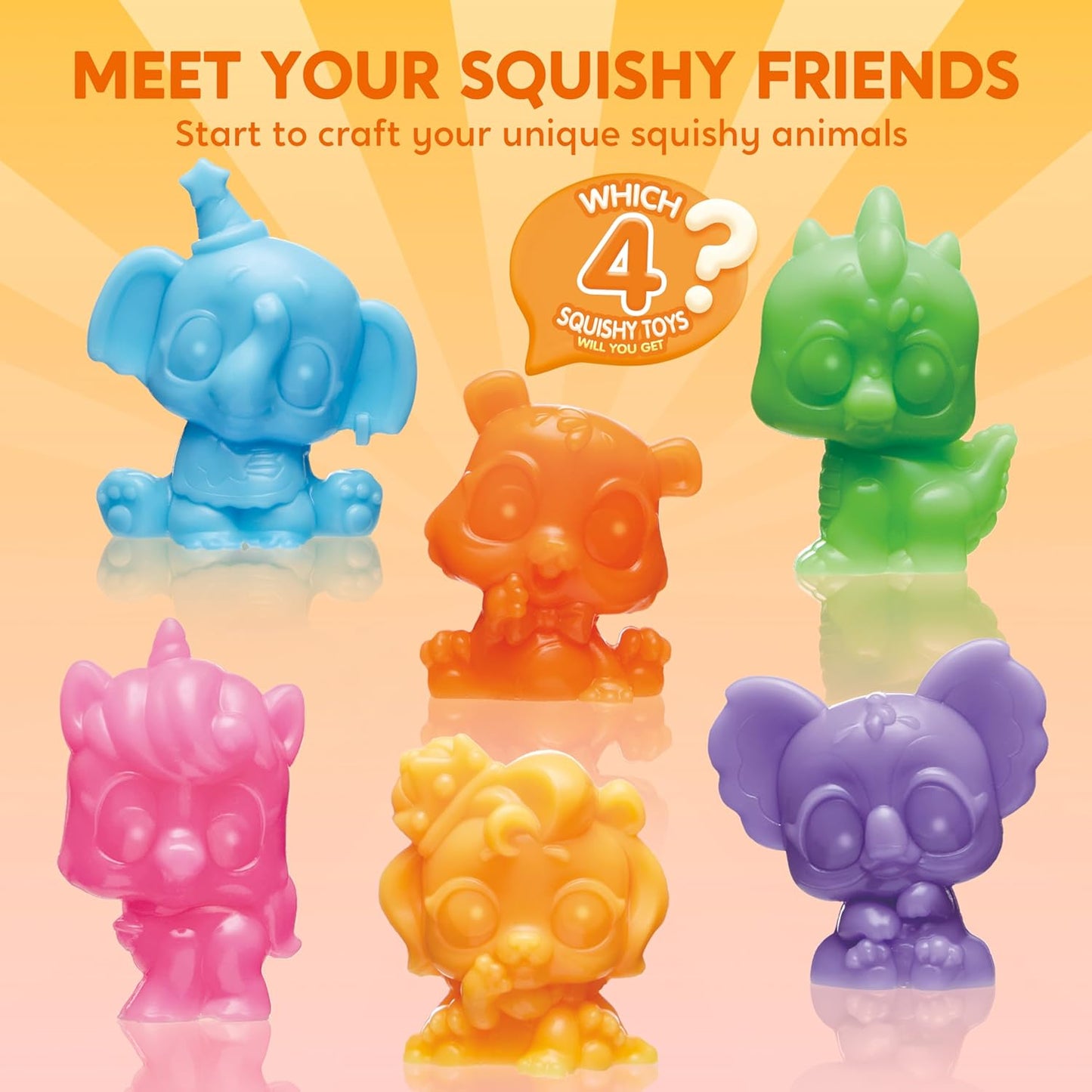Klever Kits Squishy Toys, DIY Squishy Animal Making Kit, Mystery Box with 4 Surprise Characters Inside, Arts and Crafts, Kids Craft for Kids Ages 6+