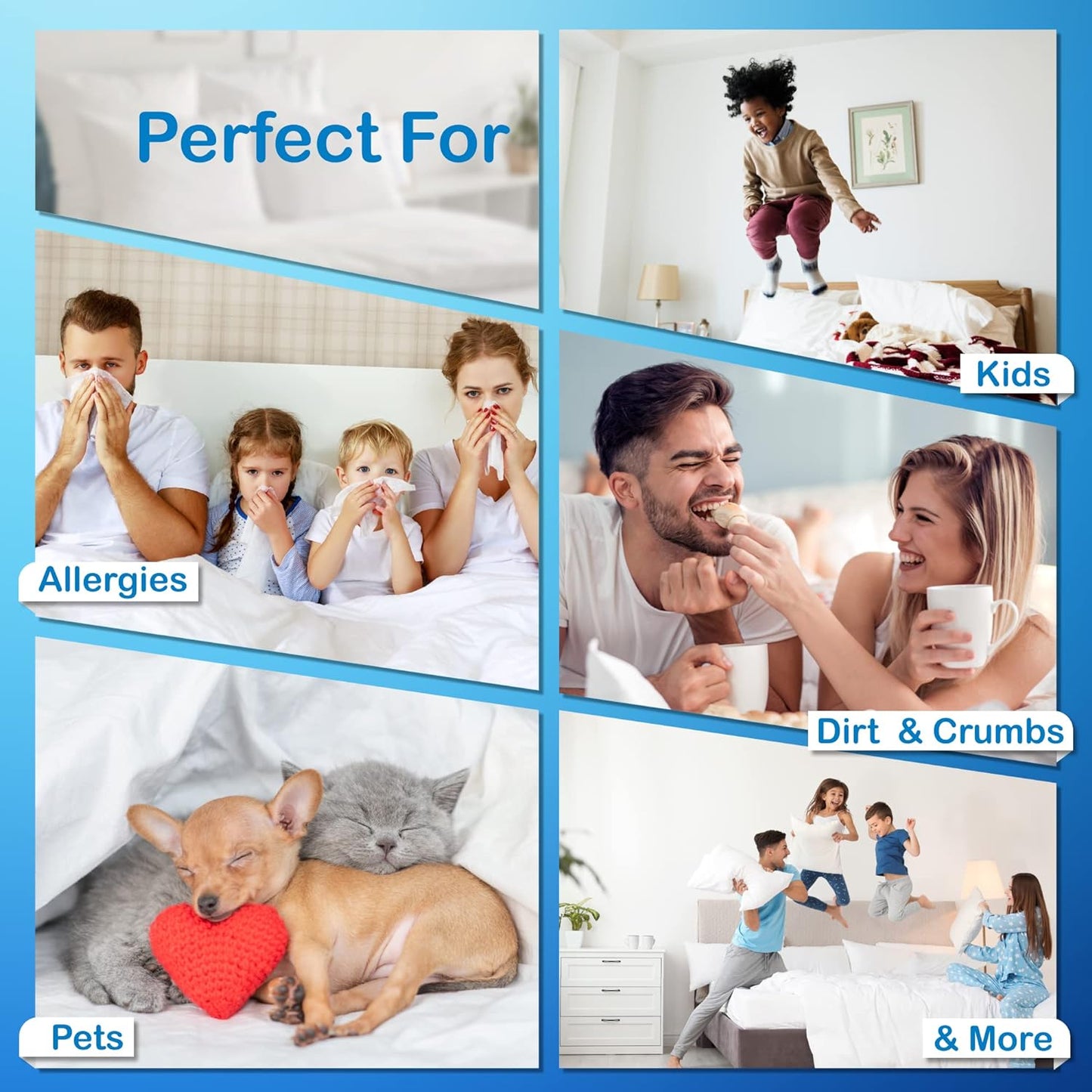 National Allergy Superior 100% Cotton Queen Mattress Protector Zippered - 60" x 80" x 12" - Hypoallergenic Bed Encasement - Breathable Dust Proof Cover - AAFA & Oeko-TEX Standard 100 Certified