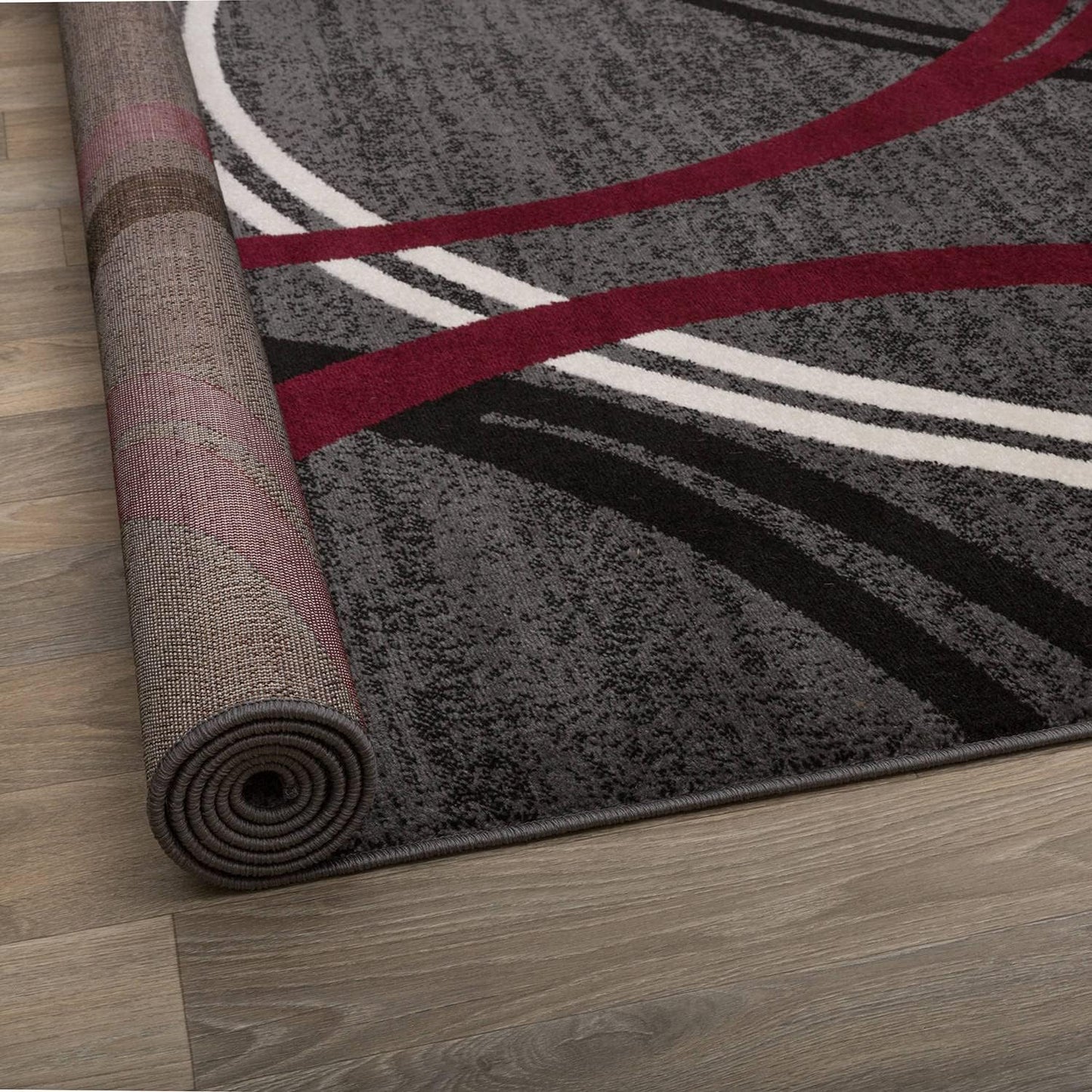 Rugshop Modern Wavy Circles Design Runner Rug 2'7" x 8' Red