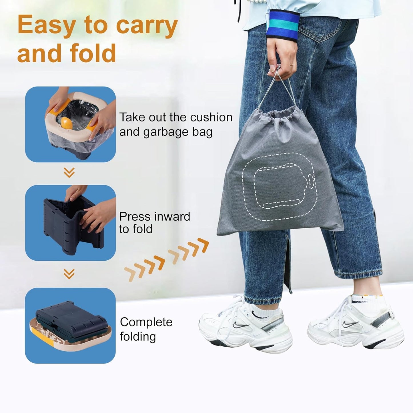 Toilet Bowls for Children Toddler Travel,Foldable Travel Potty for Boys Girls Emergency Toilets for Car,Outdoor,Camping and Indoor Seat with Storage Bag（Bean Paste Powder）