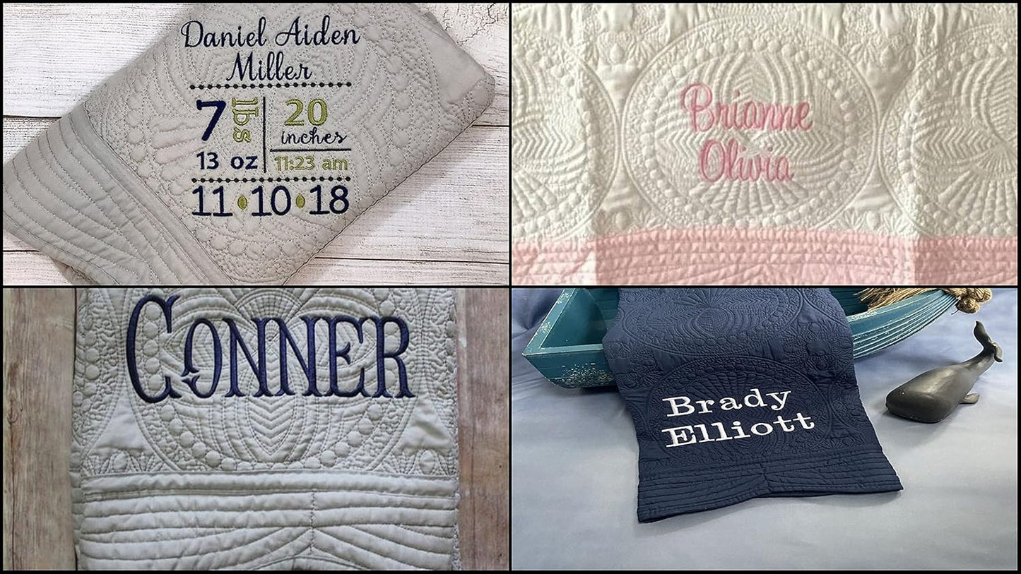 Personalized Baby Blanket Baby Quilt Monogrammed Blankets for Boys and Girls Embroidered Baby Gifts Plaque2