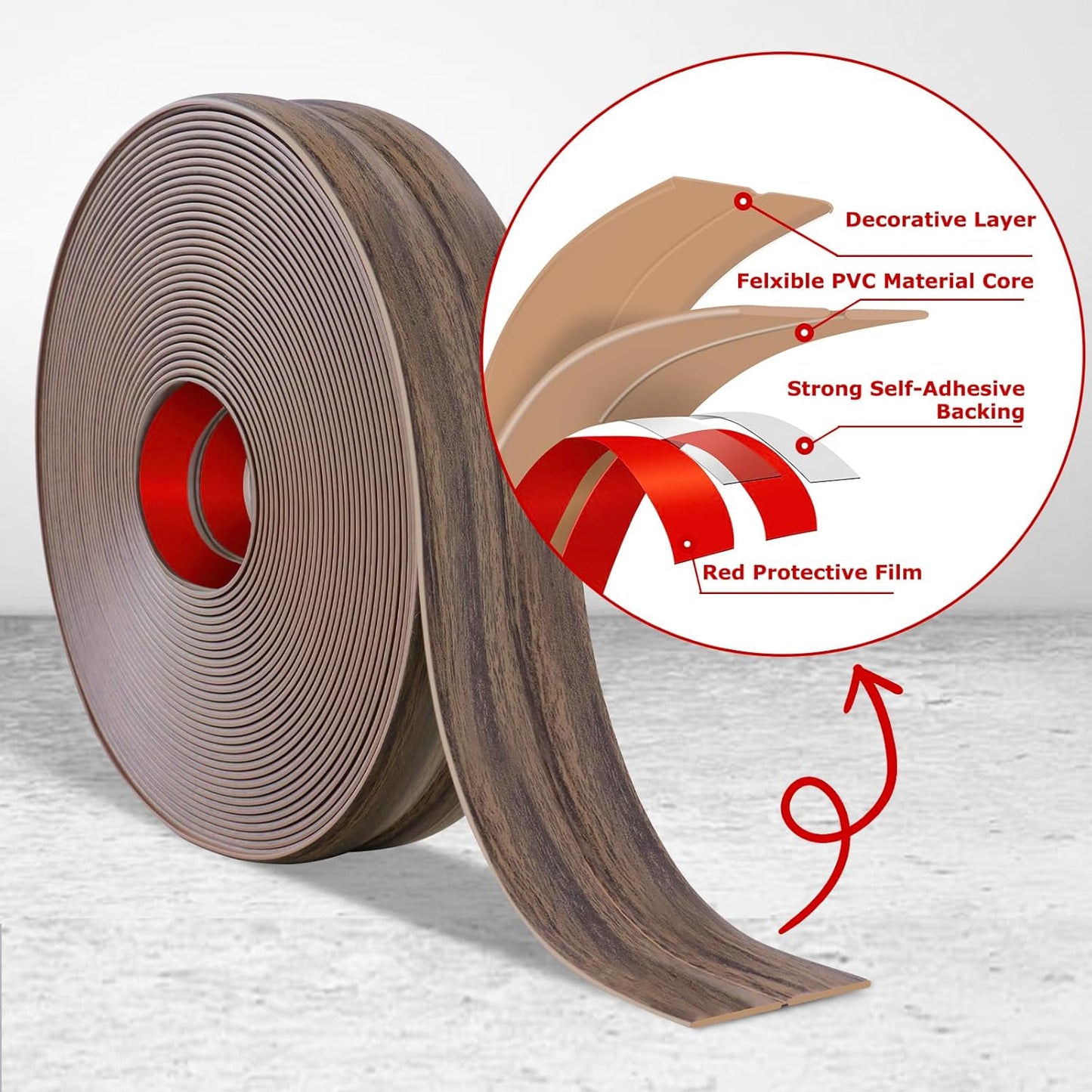 Flexible Wall Corner Protector Moulding Trim Peel and Stick Wall Corner Guards Edge Protector Self Adhesive Molding Trim Strip for Edge Ceiling (Smoked Brown Wood Grain, 2.4 in x 10 Ft)