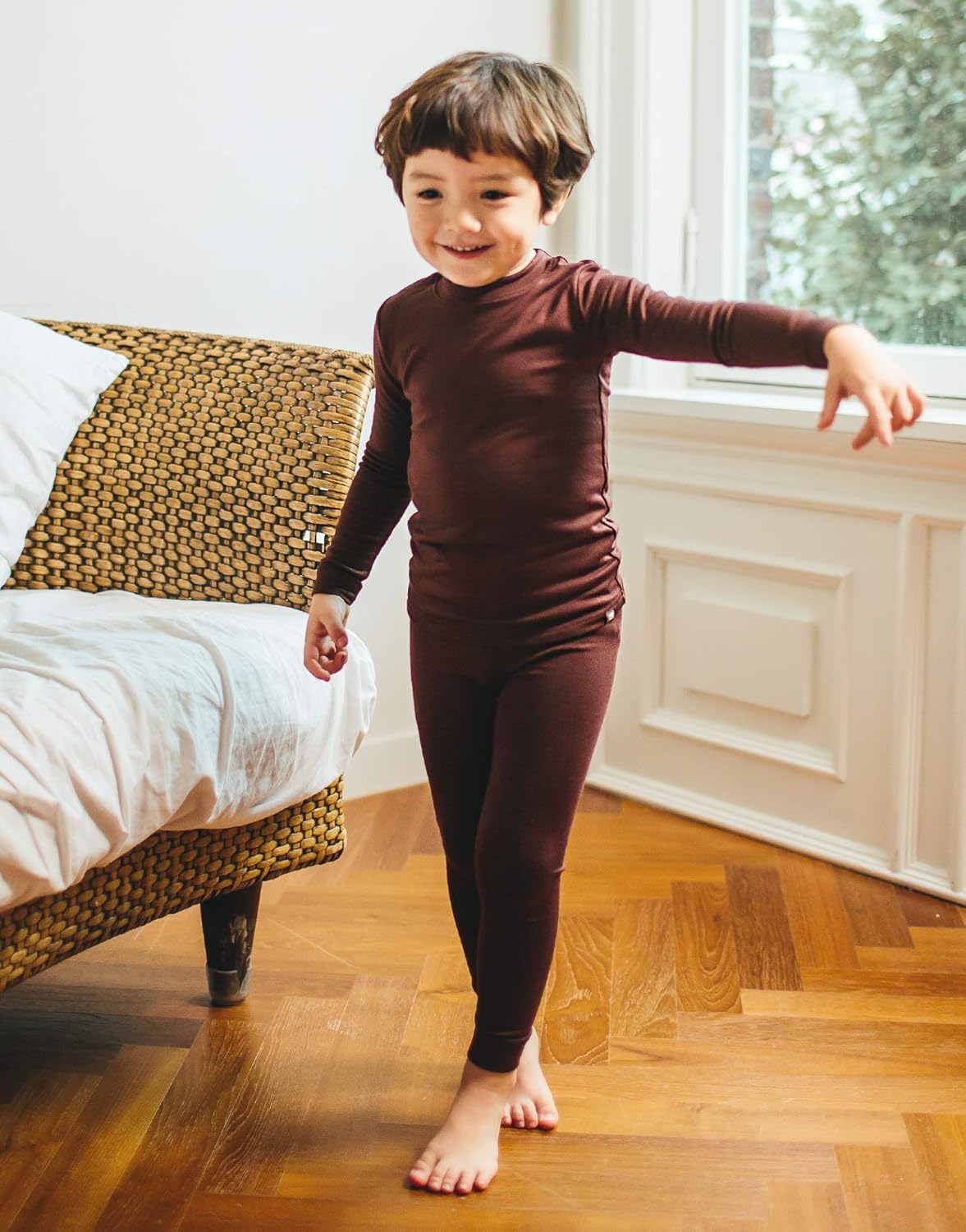 VAENAIT 6M-12Y Toddler Kids Girls Boys Soft Comfy Modal Tencel Solid Raglan Sleepwear Pajamas Pjs 2pcs/4pcs Set