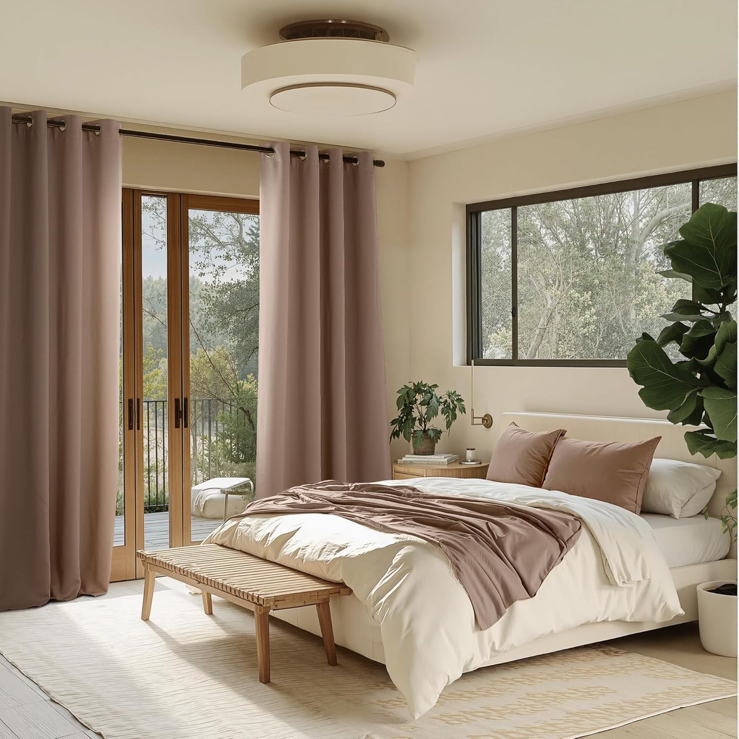 NICETOWN Cappuccino Blackout Curtains for Bedroom 90 inches Long, Thermal Insulated Grommet Curtains for Living Room, Noise Reducing Window Treatment Drapes for Nursery, Laundry, 2 Panels, W52
