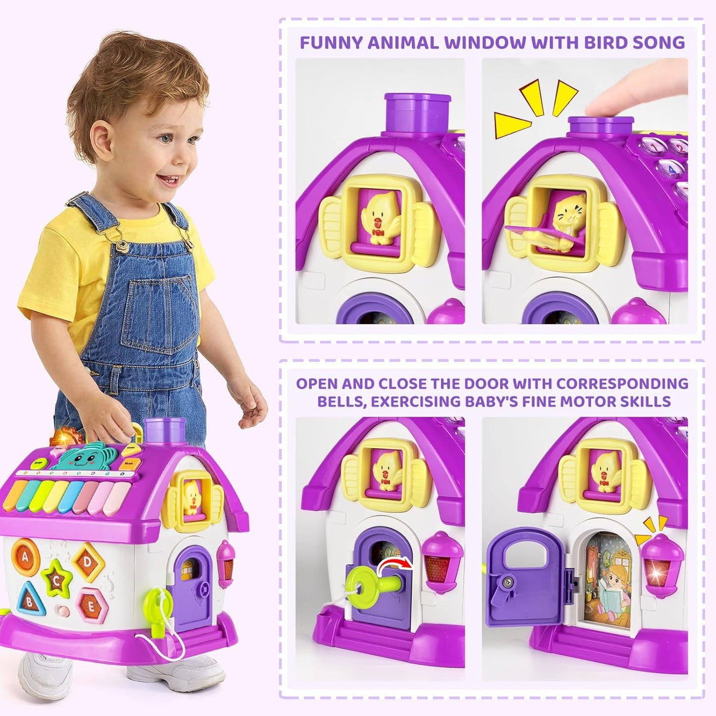Marstone Montessori Toddler Toys for 1 Year Old Girl Gifts: 8 in 1 Multi-Functional Learning Baby Musical House for 1 2 3 Yr Old Girl and Boy Birthday Gifts, Educational Baby Toys 6-12, 12-18 Months