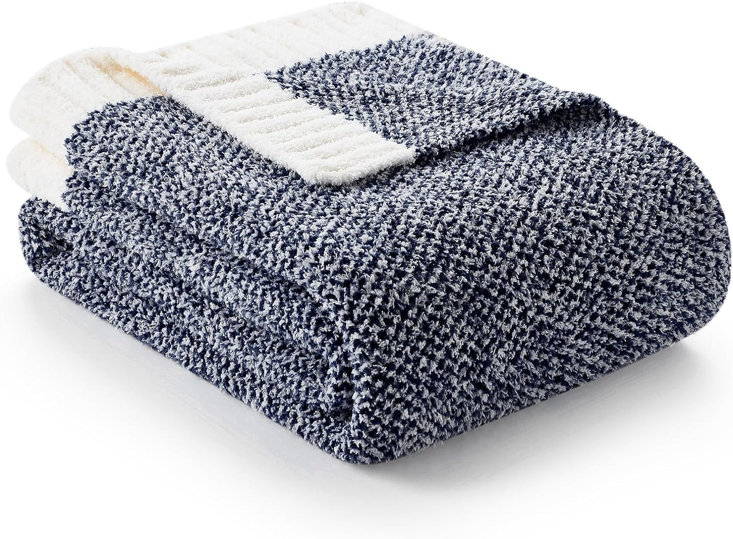 Snuggle Sac Heather Navy Oversized Twin-XL Size Blanket, Super Soft, Warm, Knit, 66x90 inches
