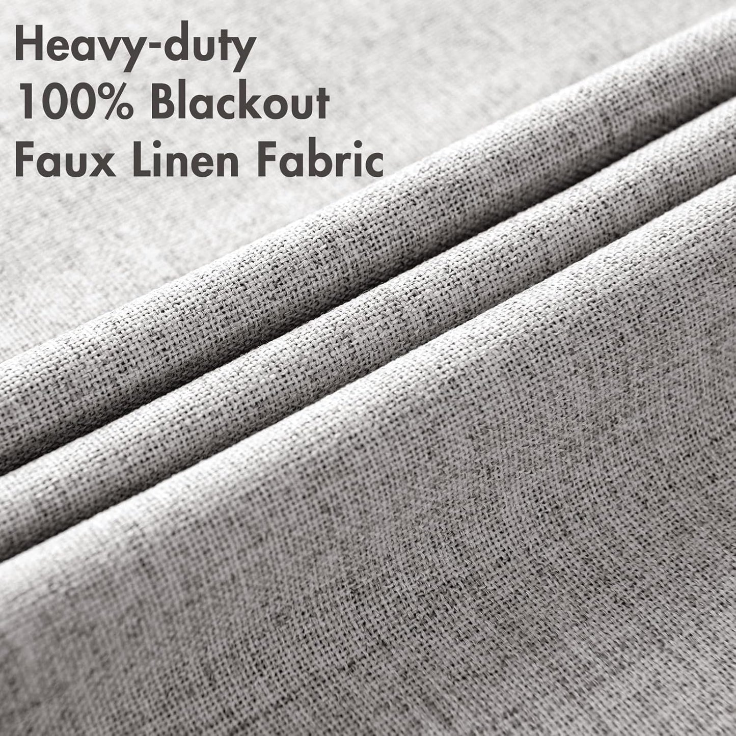 MIULEE Linen Texture Curtains for Bedroom Solid 100% Blackout Thermal Insulated Greyish White Curtains Grommet Room Darkening Drapes for Living Room Nursery 52x72 Inch (2 Panels)