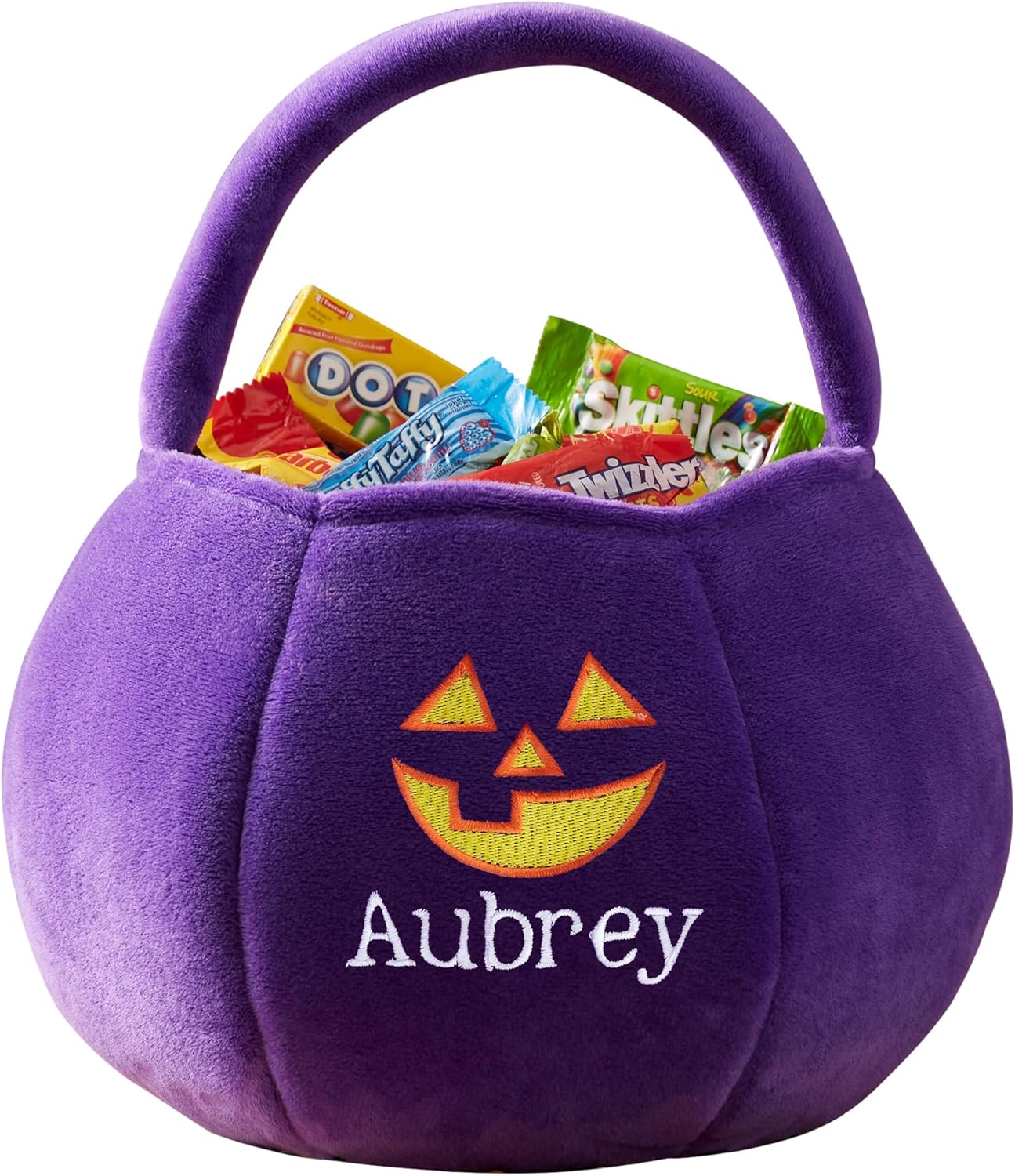 Personalization Universe Jack-o'-Lantern Embroidered Plush Halloween Treat Bag, Candy Bag, Perfect for Trick or Treating