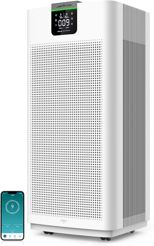 Jafända Air Purifiers for Home Office 4575 ft², APP & Alexa, Ture HEPA 13 Activated Carbon Air Filter, Air Cleaner for Large Room Remove 99.97% Dust Pollen Smoke Pet Dander Allergies Mold Odors VOCs