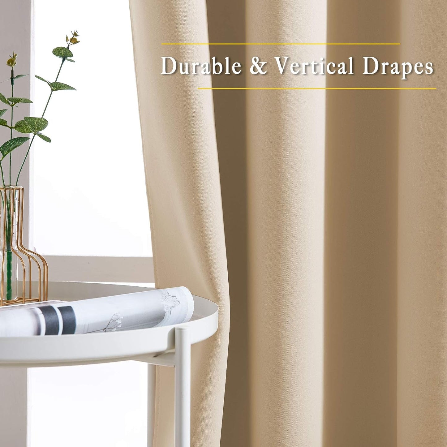 NICETOWN Blackout Draperies Curtains Panels - Window Treatment Thermal Insulated Solid Grommet Blackout Curtains/Panels/Drapes for Bedroom (Biscotti Beige, Set of 2, 66 by 72 Inch)