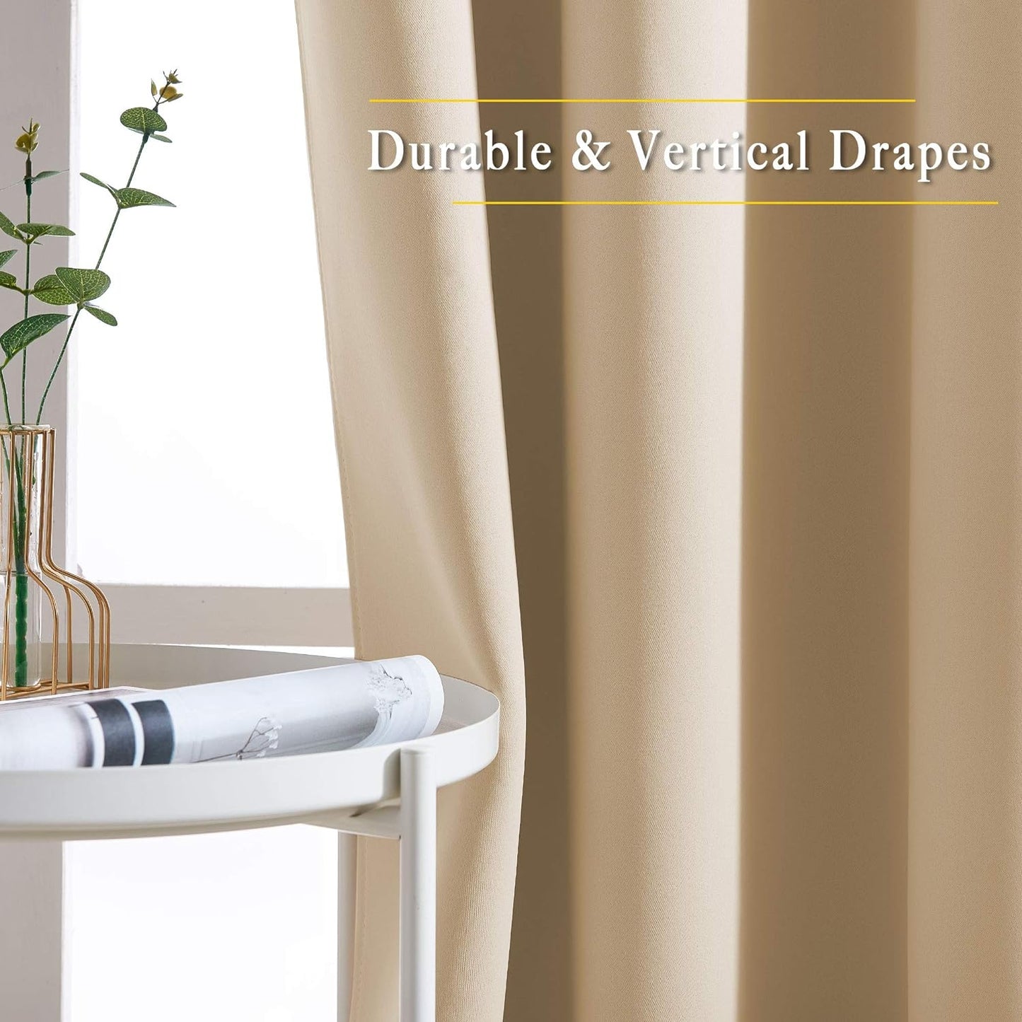 NICETOWN Blackout Farmhouse Curtains - Thermal Insulated Solid Grommet Vertical Drapes Room Darkening Window Treatments for Bedroom (Biscotti Beige, Set of 2, 37 by 84 Inch)