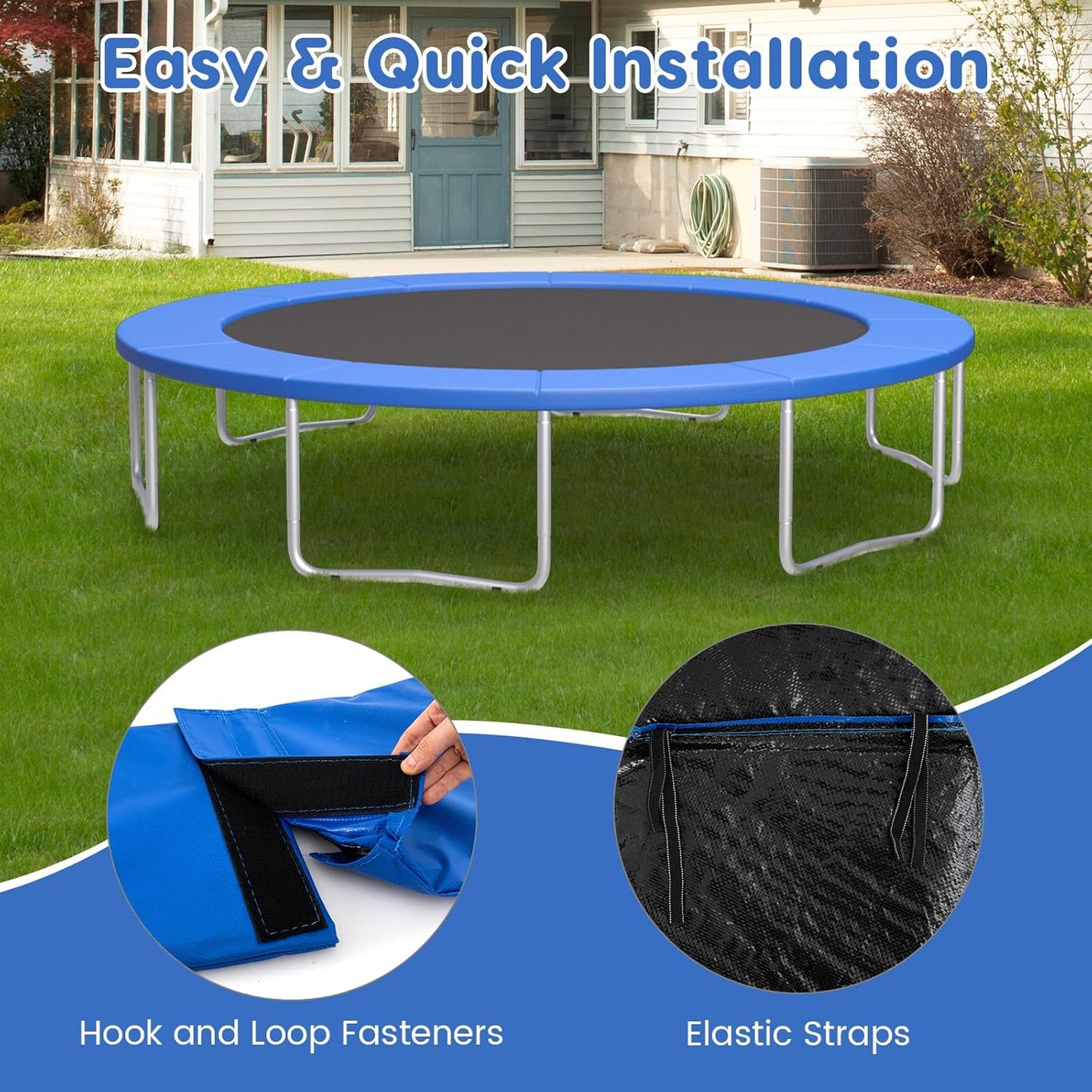 Giantex Trampoline Pad, 8ft 10ft 12ft 14ft 15ft 16ft Trampoline Replacement Safety Pad, No Holes for Pole, Waterproof Trampoline Accessories Spring Cover