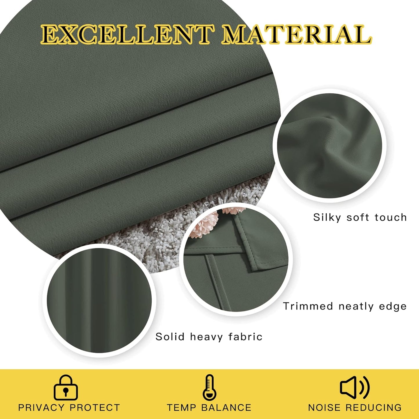 NICETOWN Living Room Window Curtain Drapes Extra Long & Wide - Living Room Panels Grommet Top Window Treatment for Hall & Guest Room (W80 x L108, Dark Mallard, 2 Pieces)