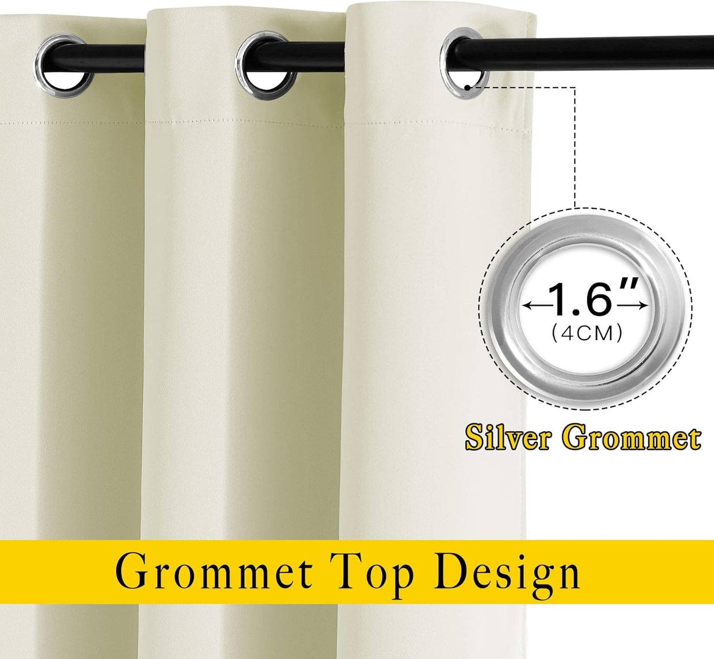 NICETOWN Blackout Curtains & Drapes 84 inch Long - Grommet Window Treatment Thermal Insulated Solid Grommet Blackout Curtains for Bedroom/Living Room (Beige, Set of 2, W66 x L84)