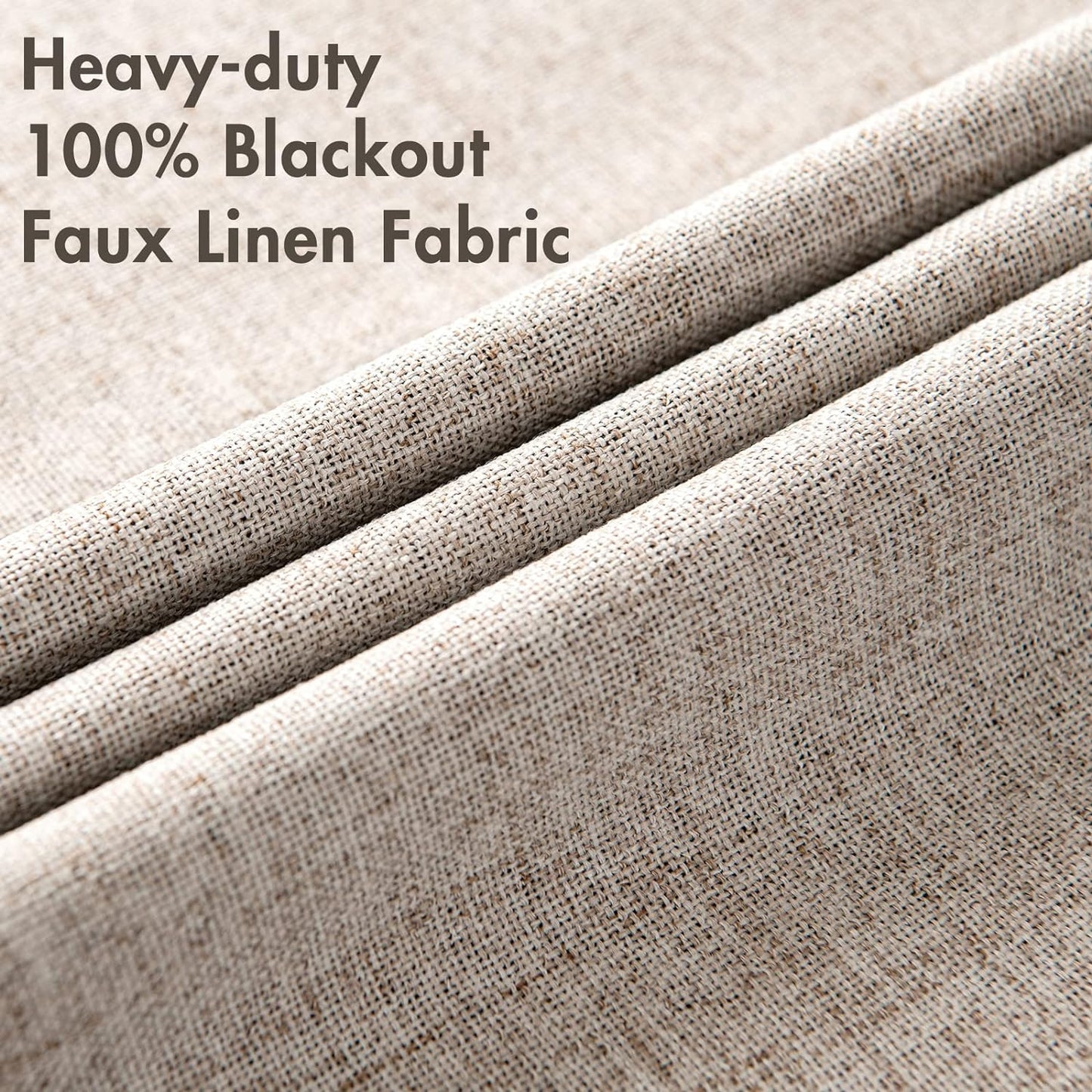 MIULEE Linen Blackout Curtains and Drapes 100% Room Darkening Thermal Insulated Grommet Window Panels with Coating 2 PCs W 42 x L 90 inches Khaki