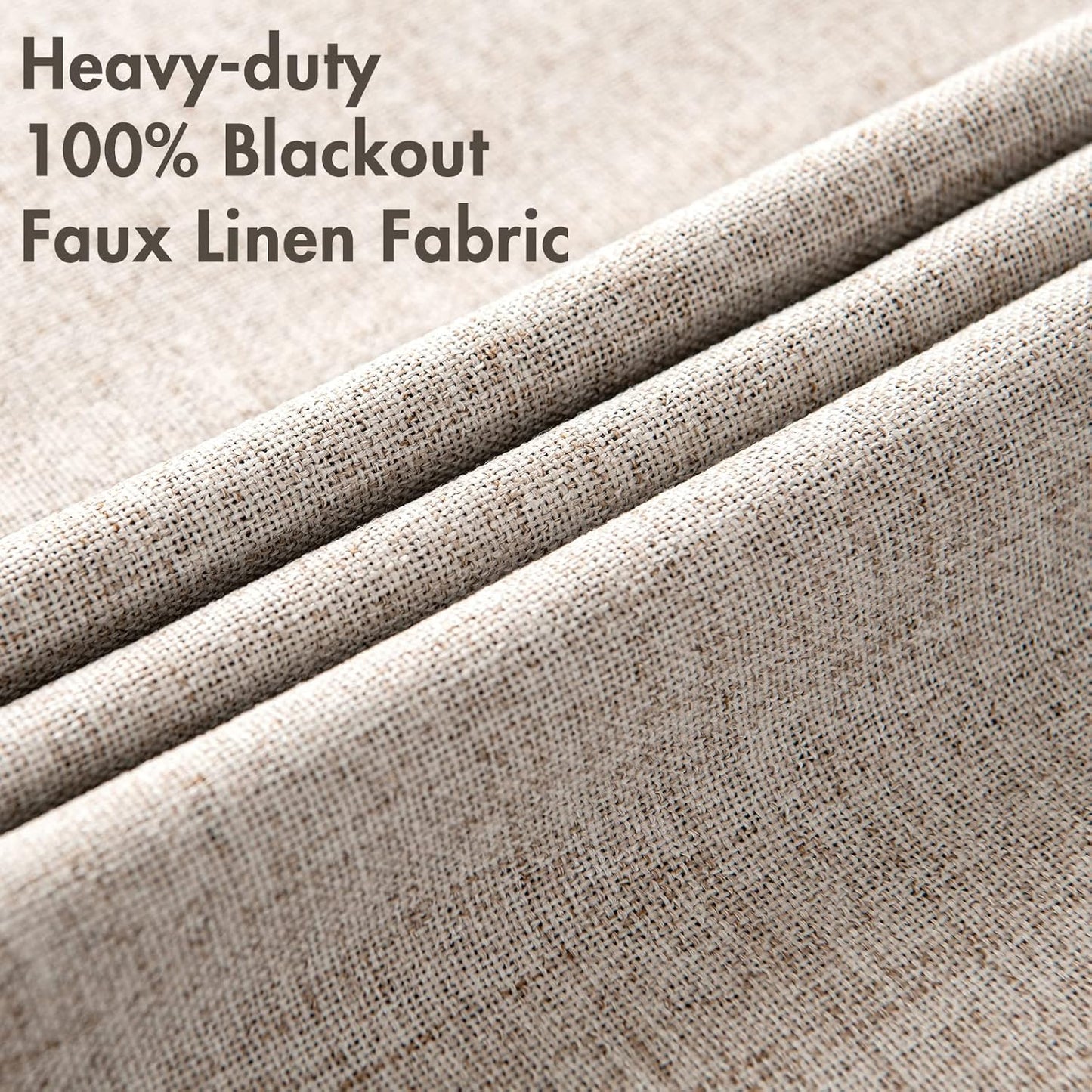 MIULEE Blackout Curtains for Bedroom Linen Texture Solid Thermal Insulated Natural Khaki Grommet Room Darkening Curtains & Drapes Luxury Decor for Living Room Nursery 52x45 Inch (2 Panels)