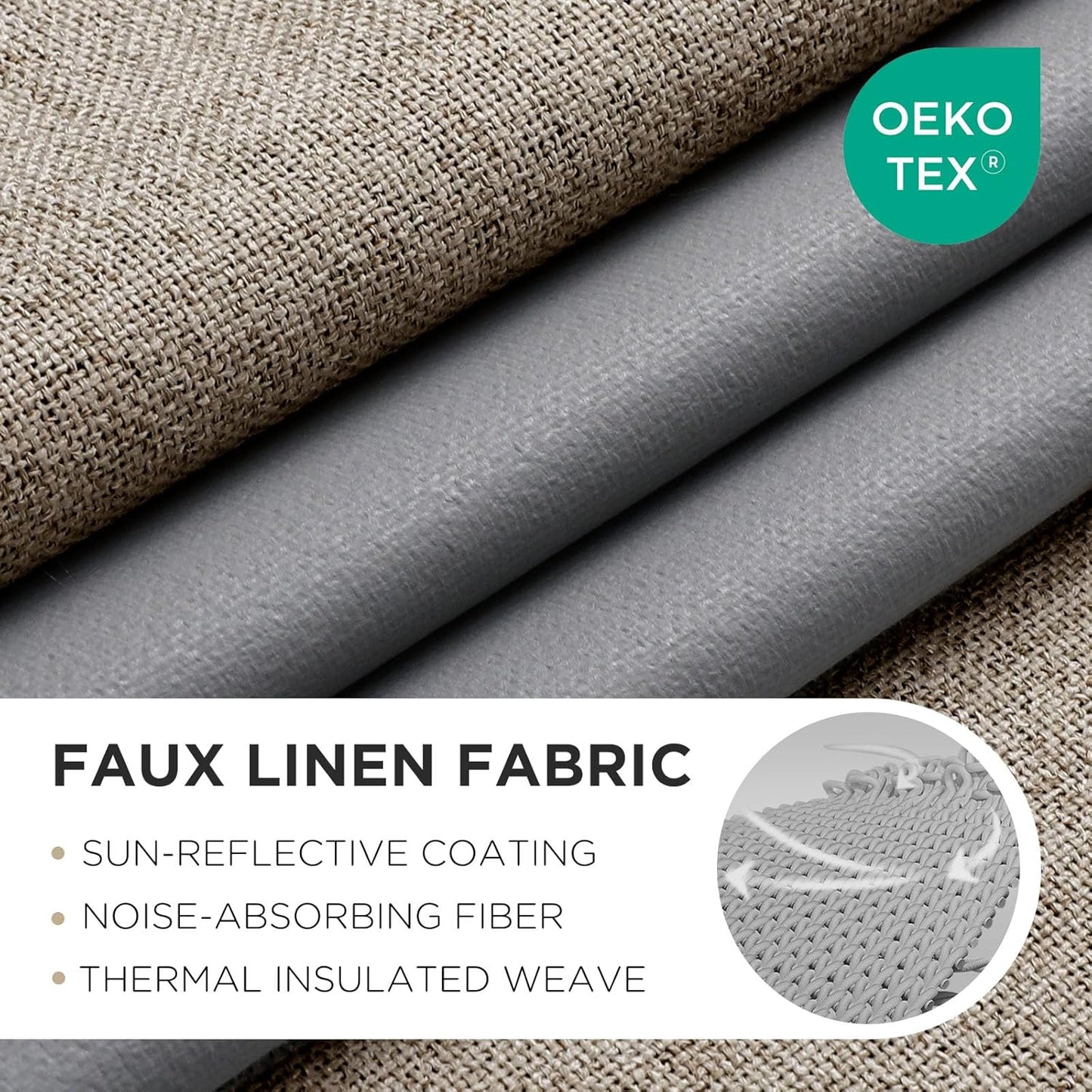 Joydeco Blackout Curtains 120 Inches Long 2 Panels Burg, Room Darkening Curtains for Bedroom, 100% Black Out Textured Thermal Drapes Privacy Protection 2 Panels Set(W52 x L120 Inch, Linen)