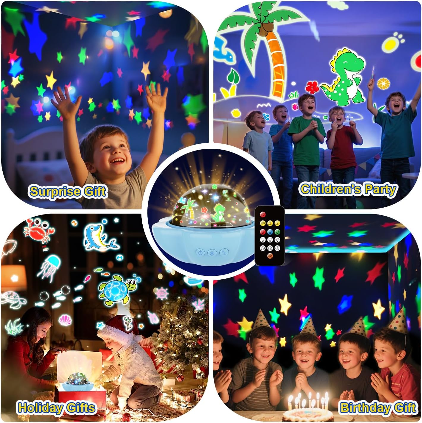 Dinosaur Toys for 3-10 Year old Boys,7-in-1 Kids Night Light Projector with 3 Films 93 Effects, Remote, Timer, 360° Rotation, Birthday Christmas Xmas Gifts Stocking Stuffers for Kids Age 3 4 5 6