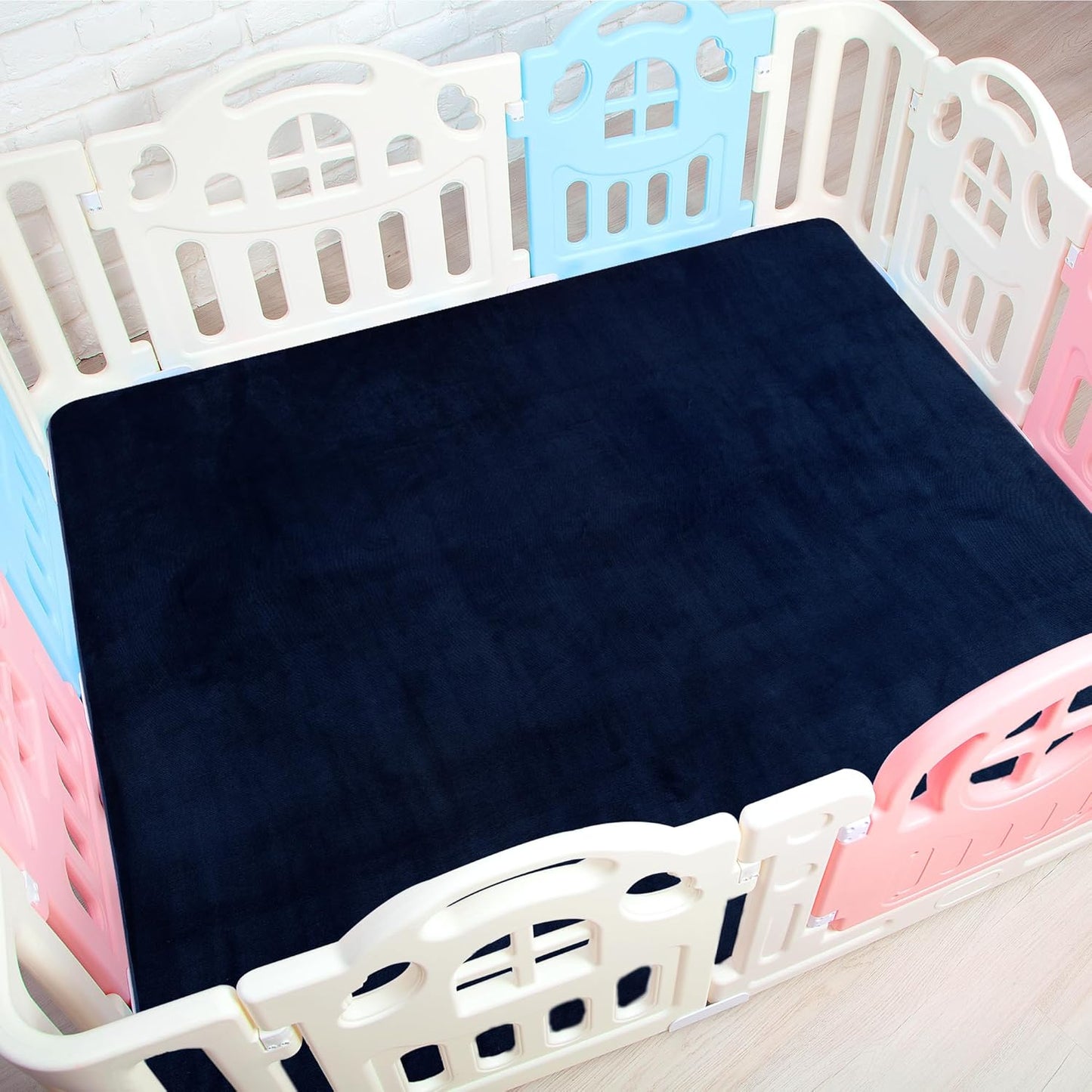 BALAPET Thick Memory Foam 50x50 Play Mat for Playpen, Super Soft Velvet Portable Baby Playpen Mat for Kids Toddler Crawling and Play, Non-Slip Bottom Playmat, Navy Blue