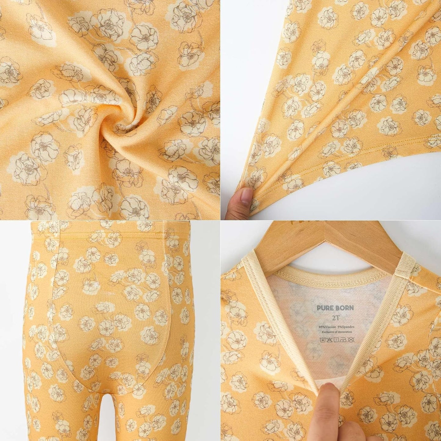 pureborn Baby Toddler Kids Viscose from Bamboo Pajamas Set Pjs 2pcs 18M-8Y