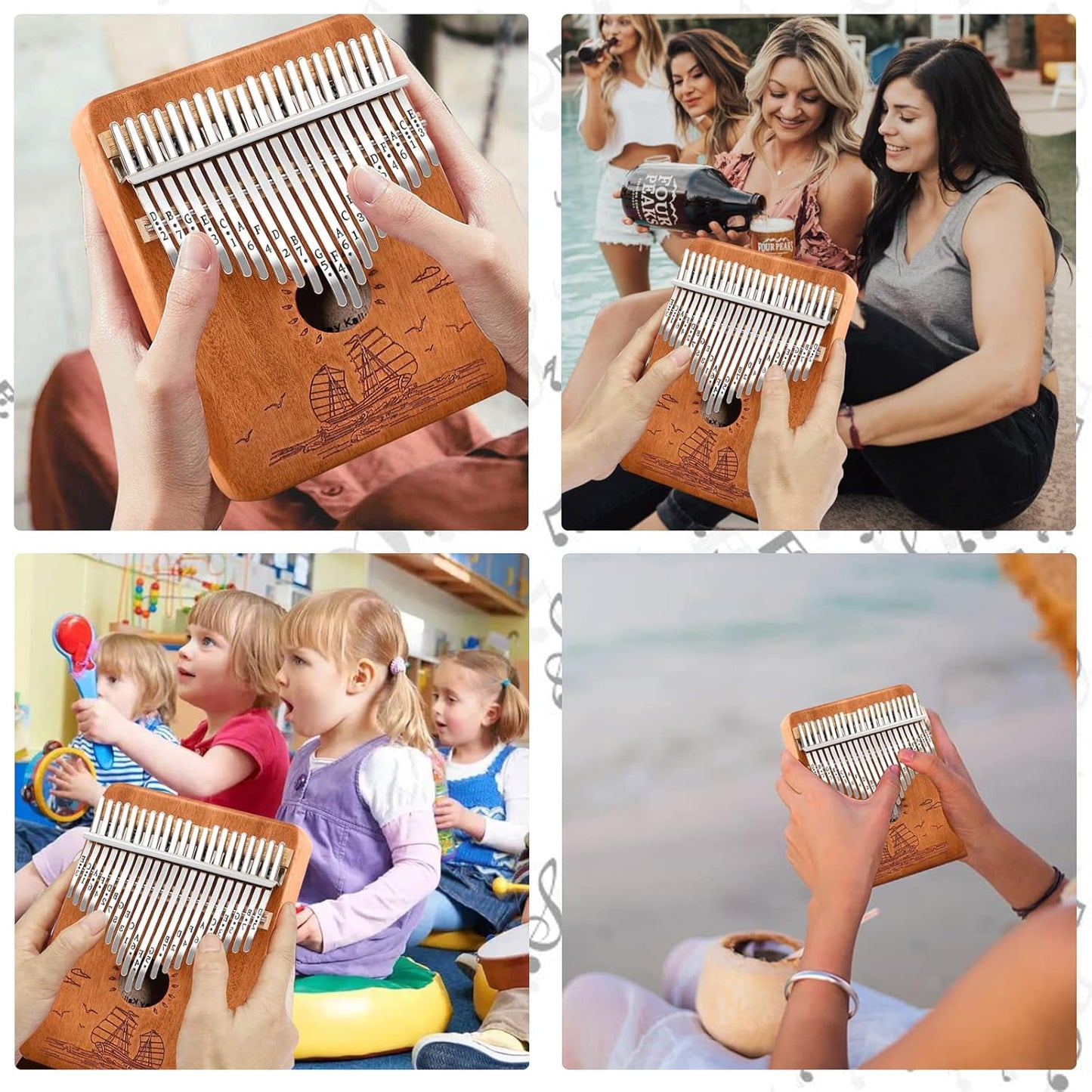 Finger Piano Kalimba 21 Keys, Calimba, Kalimba 21 Key with Tuning Hammer and Instructions, Sail Away Thumb Piano for Adults and Beginners(Brown)