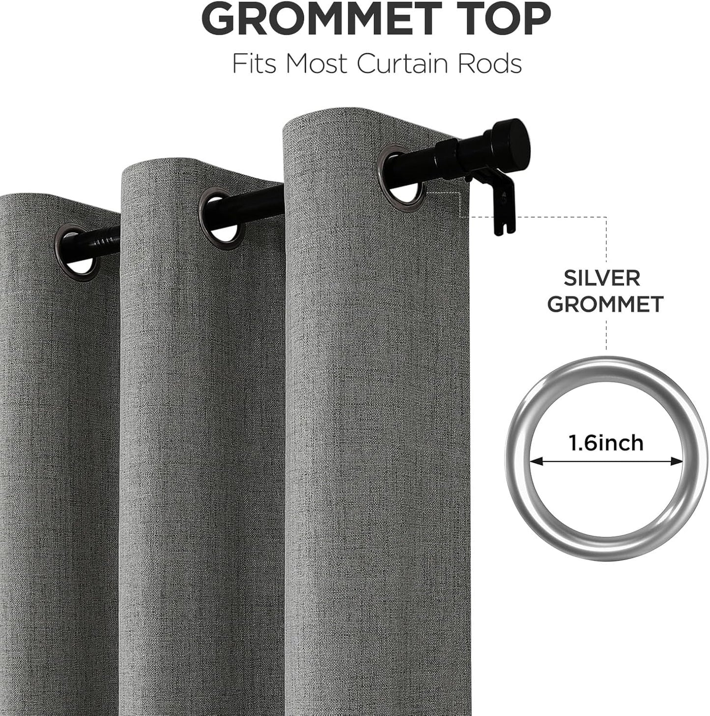 Joydeco Blackout Curtains 90 Inches Long 2 Panels Burg, Room Darkening Curtains for Bedroom, 100% Black Out Textured Thermal Drapes Privacy Protection 2 Panels Set(W52 x L90 Inch, Grey)