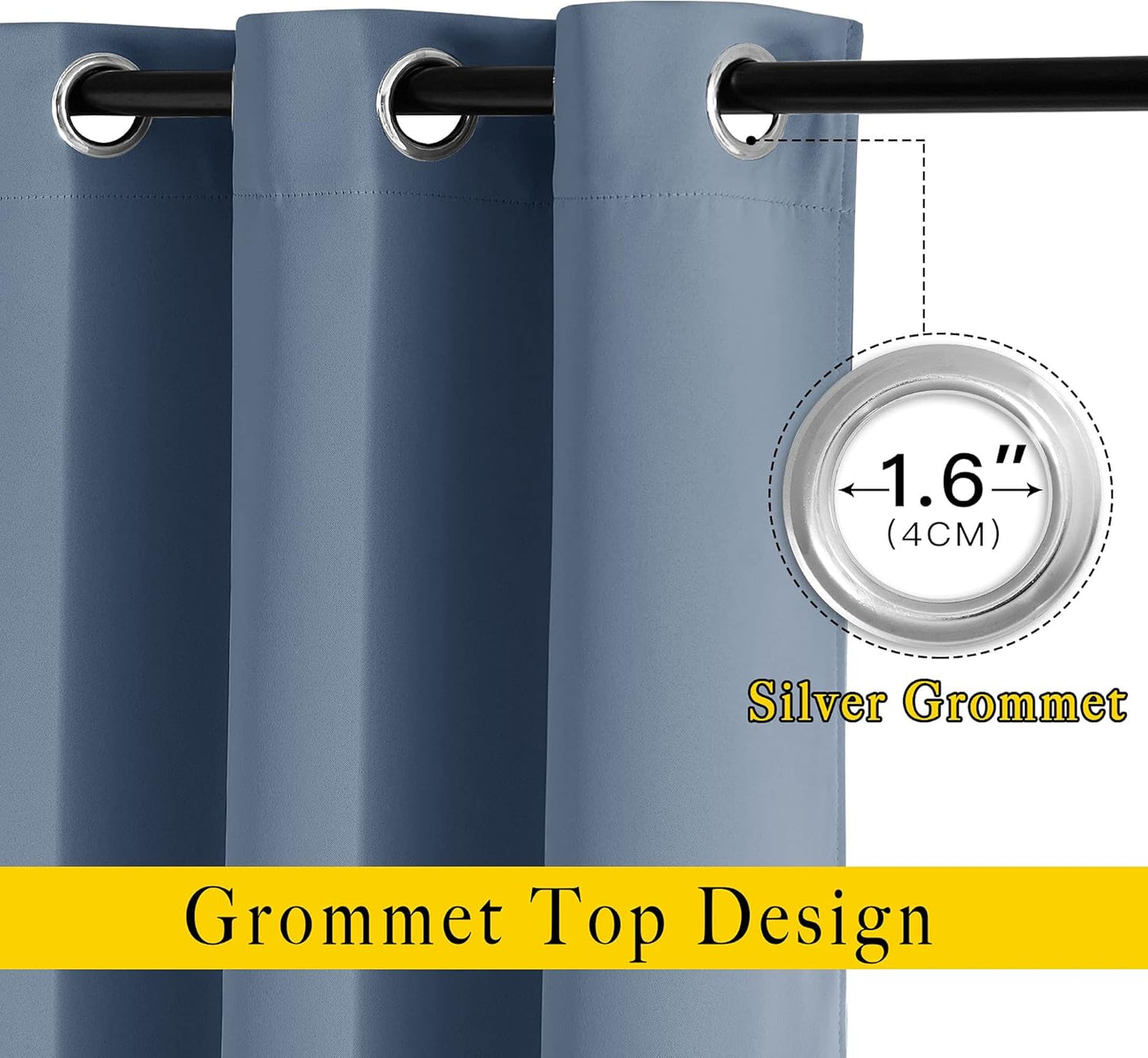 NICETOWN Blackout Curtain Drapes for Living Room - Decorative Thermal Insulated Solid Grommet Top Room Darkening Window Treatments (Stone Blue, 1 Pair, 66 x 72-Inch)